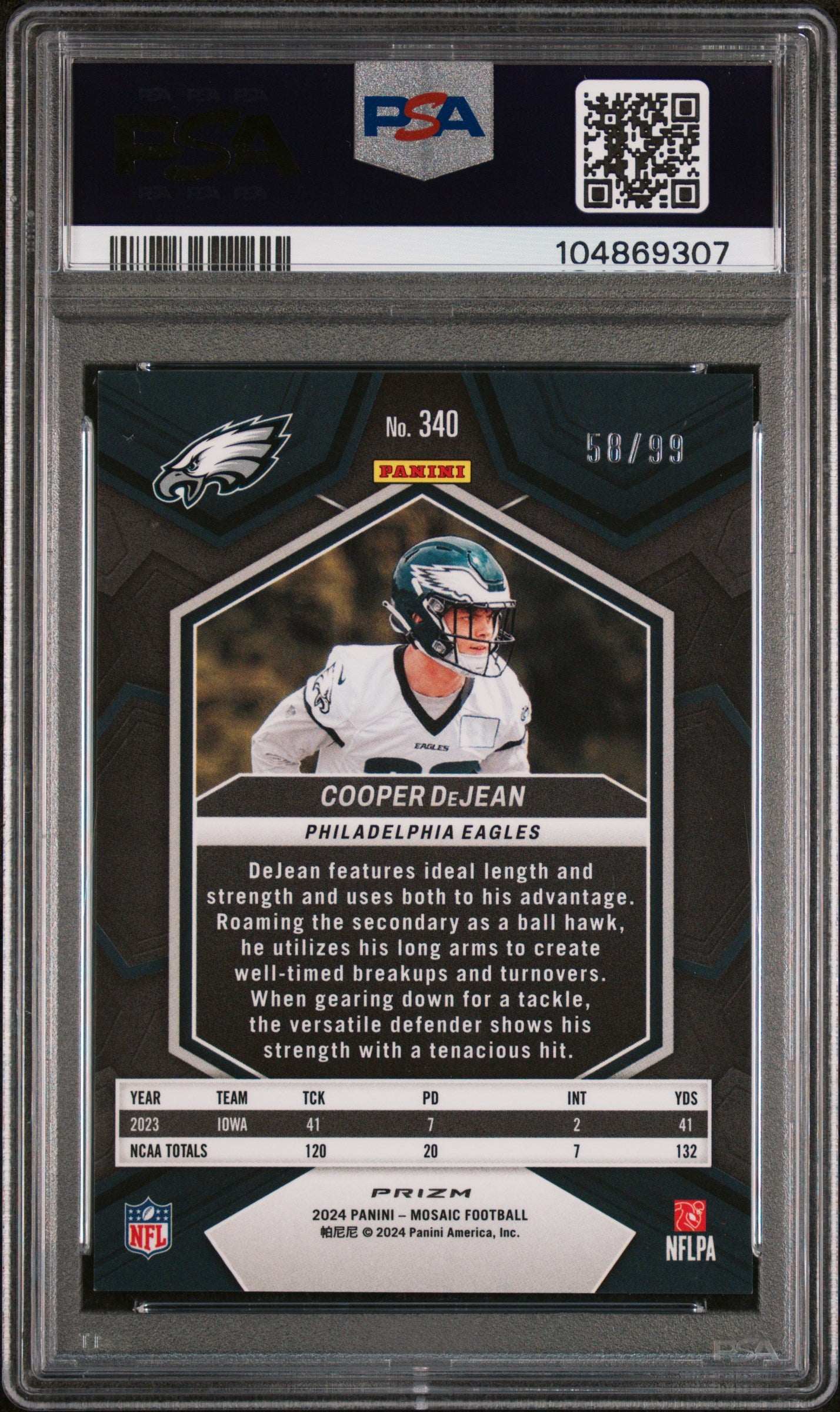 2024 Panini Mosaic #340 Cooper Dejean Blue PSA 9