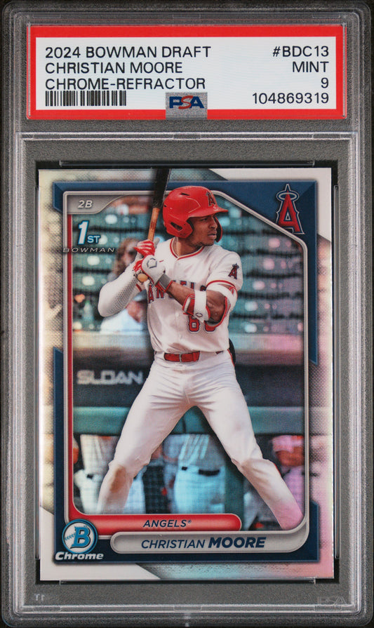 2024 Bowman Draft #BDC13 Christian Moore Chrome-Refractor PSA 9