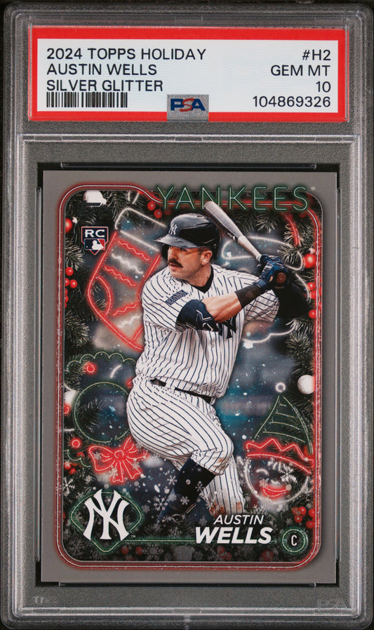 2024 Topps Holiday #H2 Austin Wells Silver Glitter PSA 10