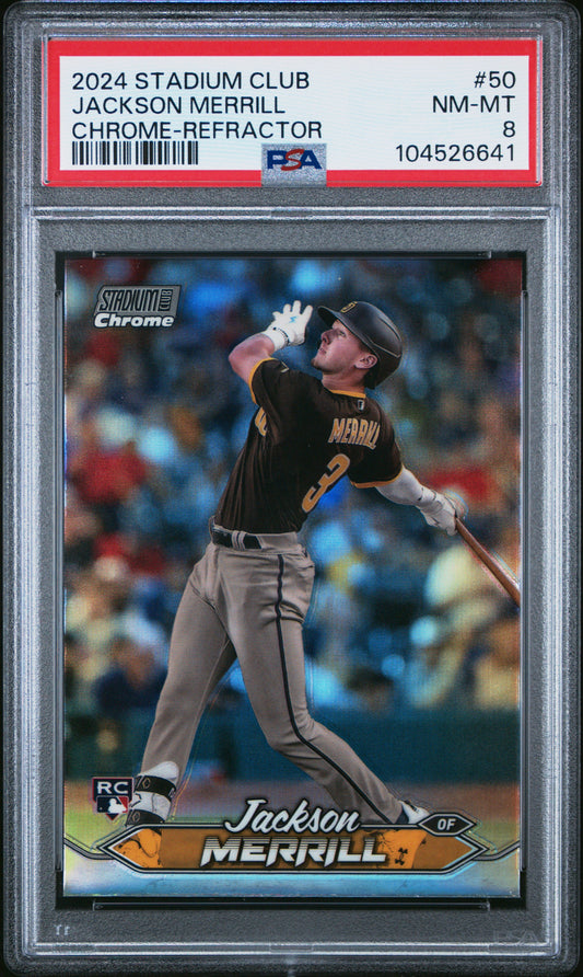 2024 Topps Stadium Club #50 Jackson Merrill Chrome-Refractor PSA 8