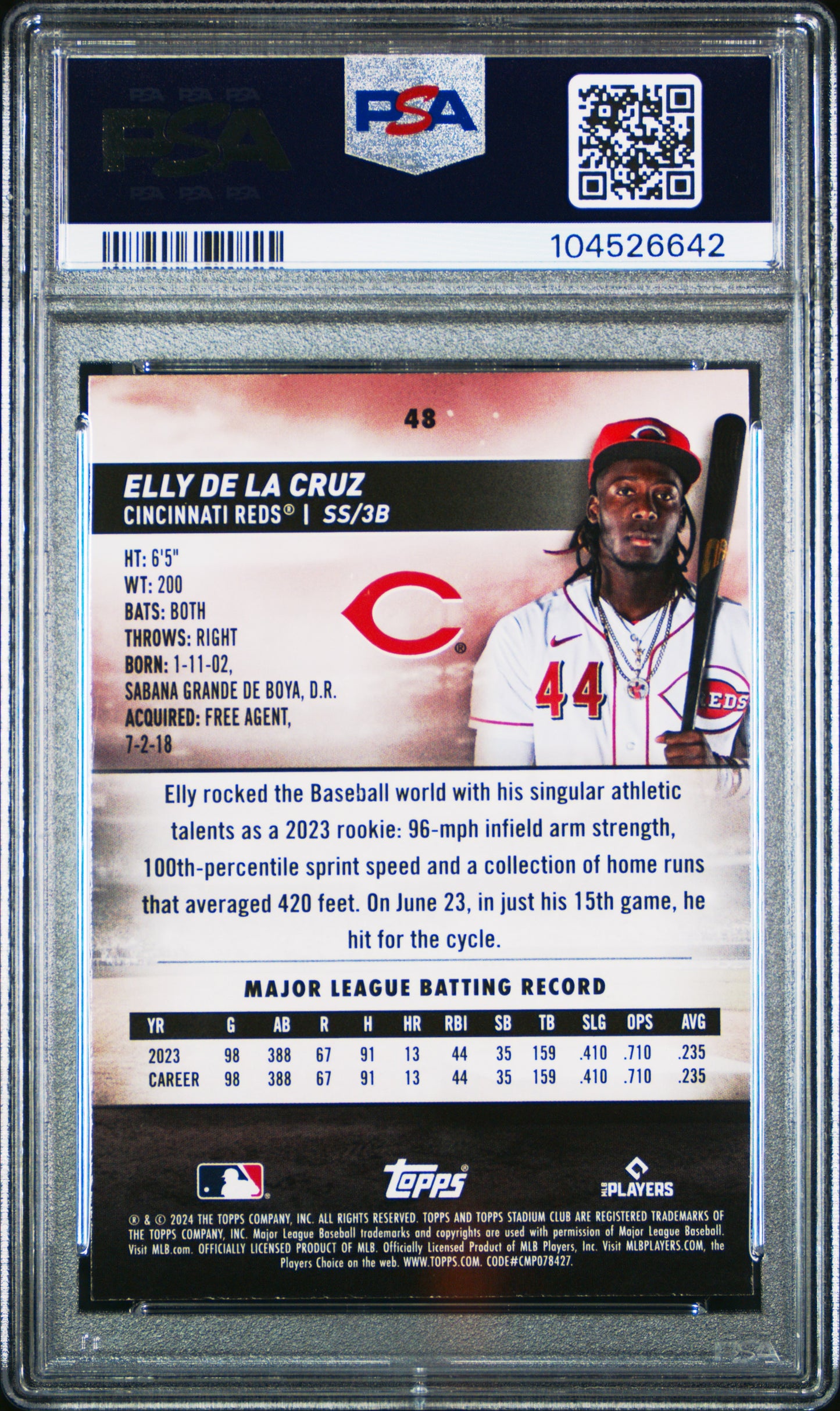 2024 Topps Stadium Club #48 Elly De La Cruz Red Foil PSA 8