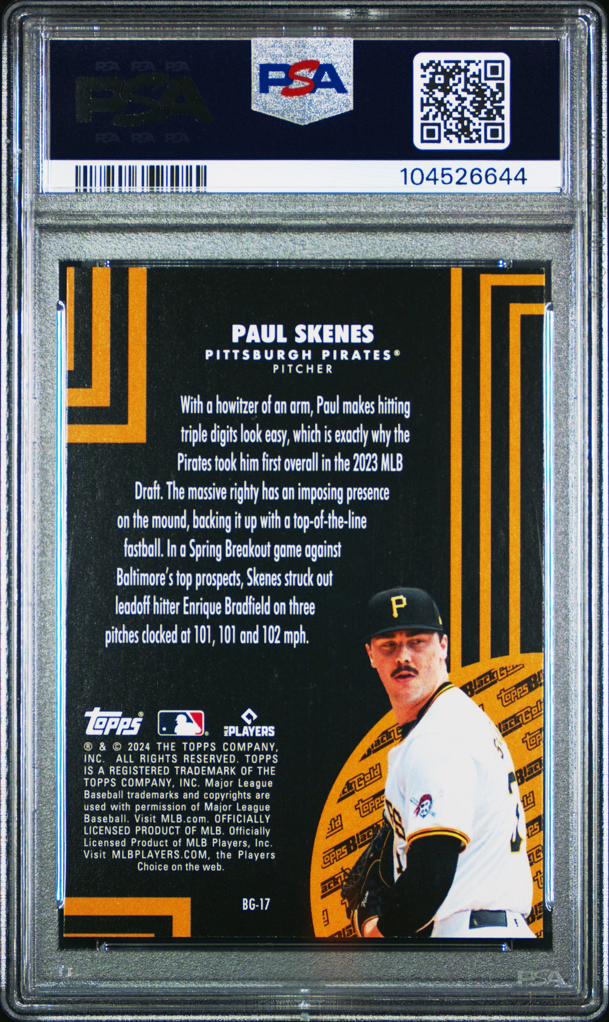 2024 Topps Update Topps Black Gold #BG17 Paul Skenes PSA 8