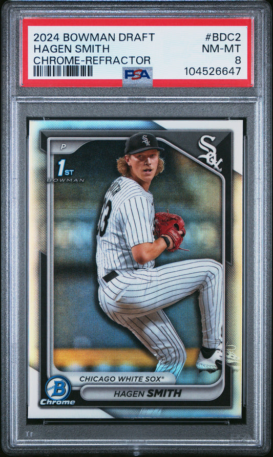 2024 Bowman Draft #BDC2 Hagen Smith Chrome-Refractor PSA 8