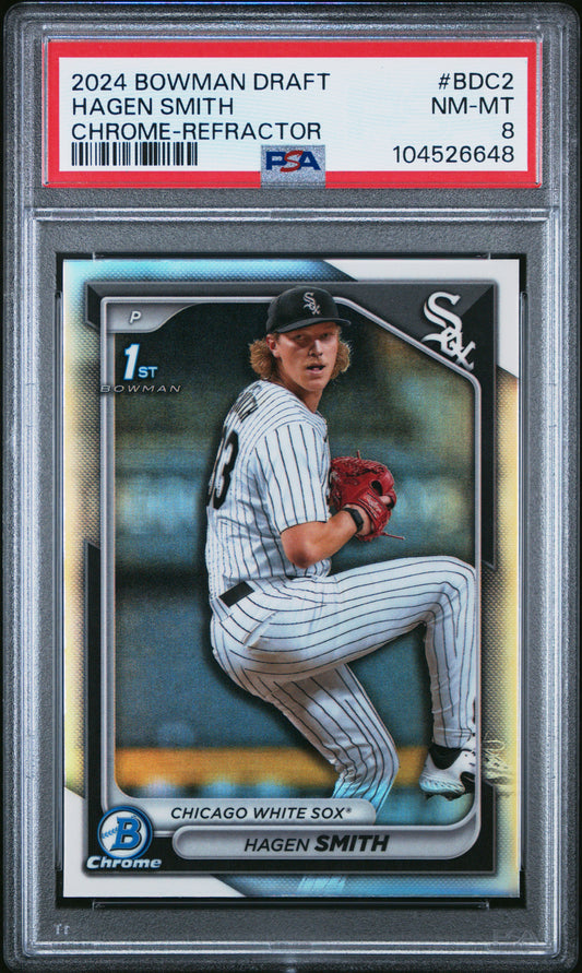 2024 Bowman Draft #BDC2 Hagen Smith Chrome-Refractor PSA 8