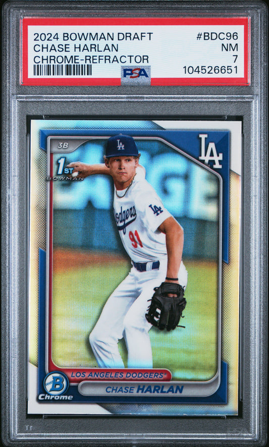 2024 Bowman Draft #BDC96 Chase Harlan Chrome-Refractor PSA 7
