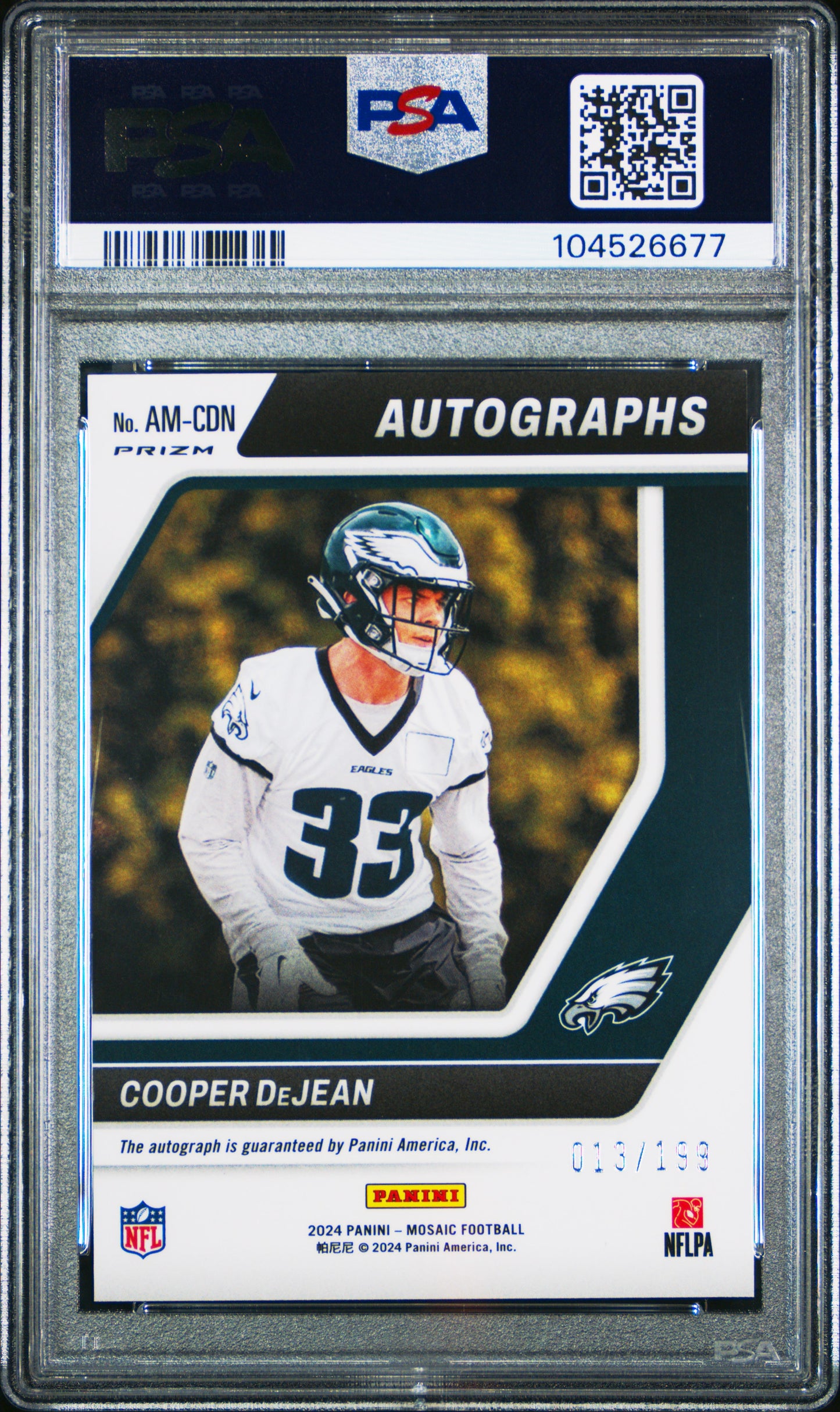 2024 Panini Mosaic Autographs Mosaic #AMCDN Cooper Dejean Red/199 PSA 9