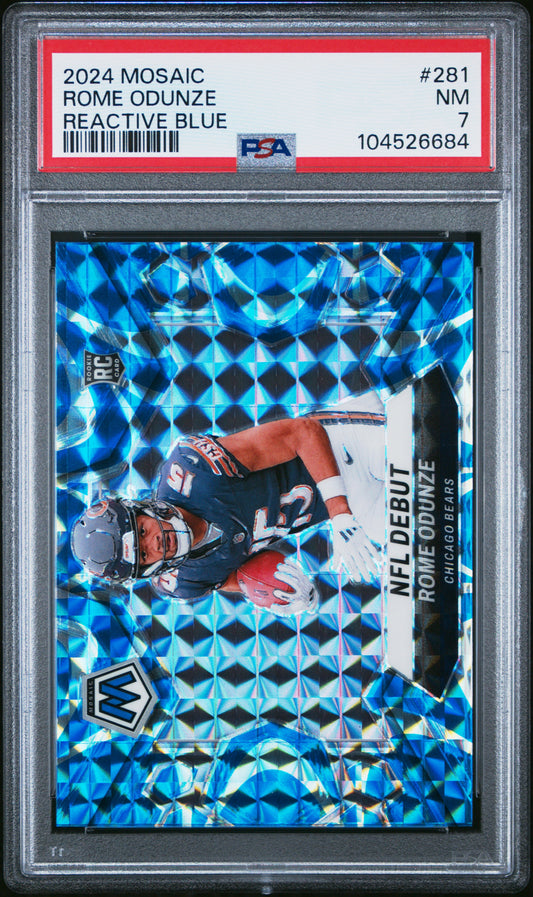 2024 Panini Mosaic #281 Rome Odunze Reactive Blue PSA 7