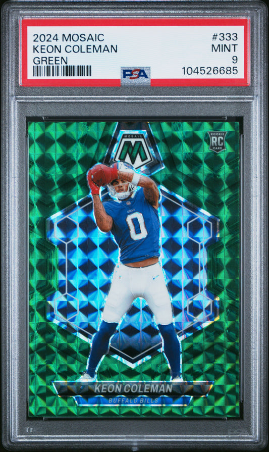 2024 Panini Mosaic #333 Keon Coleman Green PSA 9