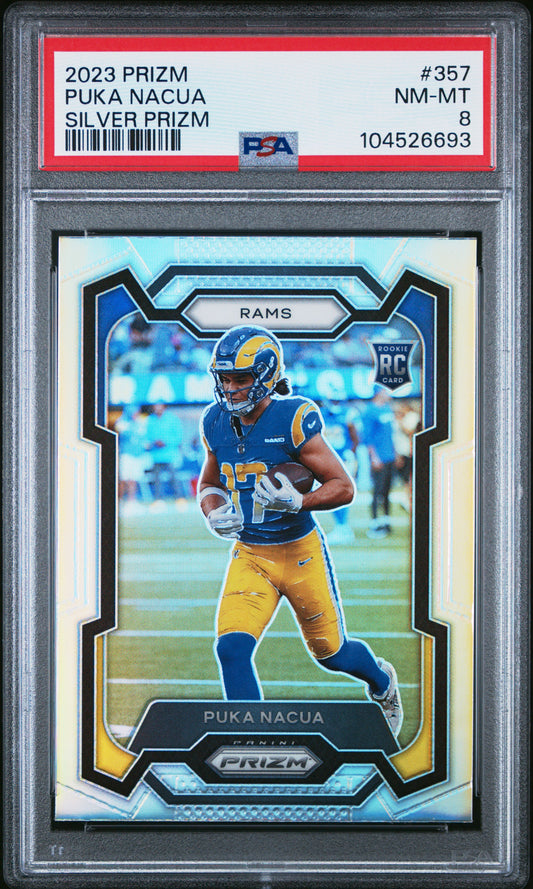 2023 Panini Prizm #357 Puka Nacua Silver Prizm PSA 8