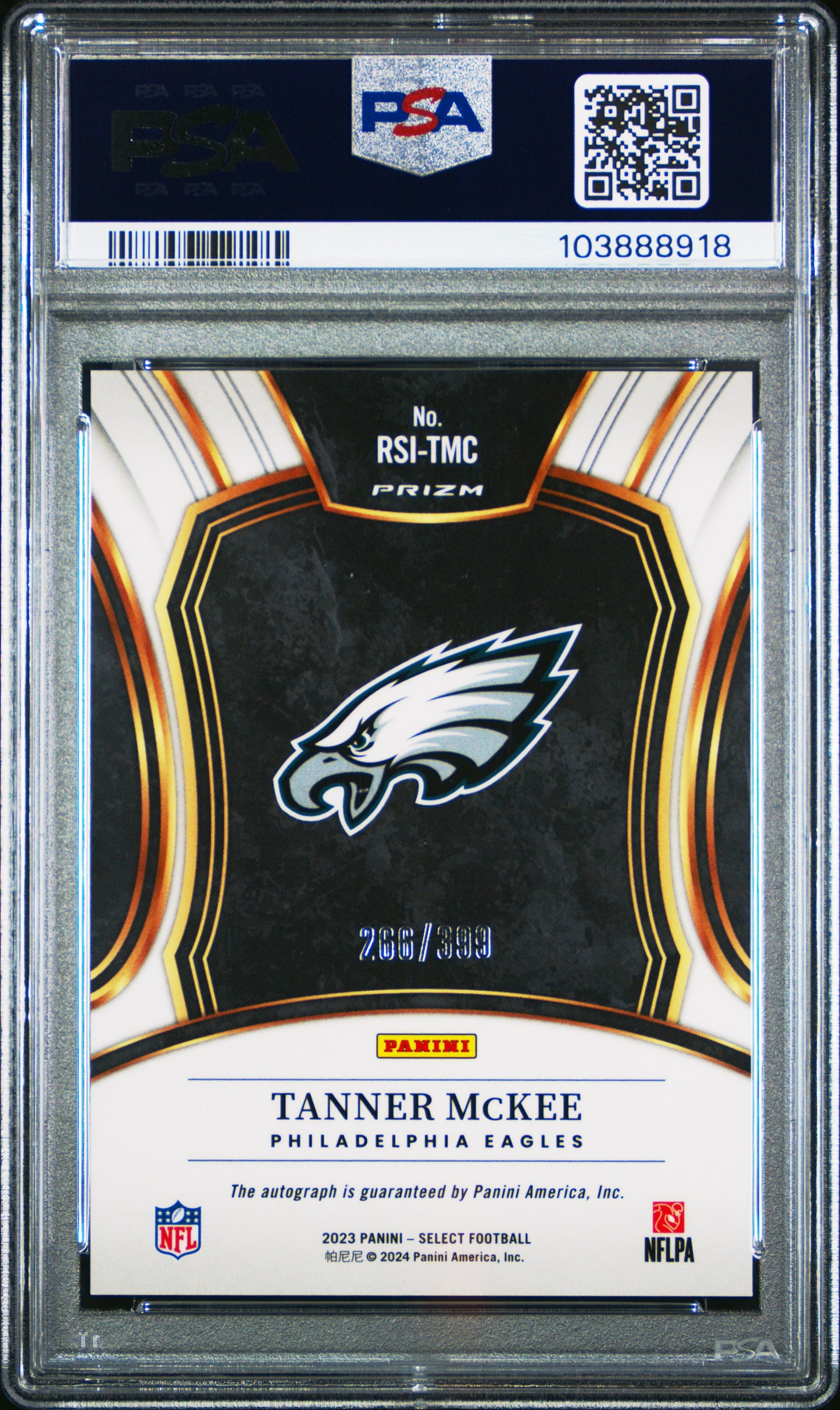 2023 Panini Select Rookie Signatures #RSITMC Tanner Mckee Rookie Signature PSA 9