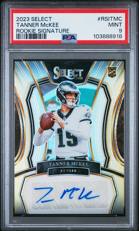 2023 Panini Select Rookie Signatures #RSITMC Tanner Mckee Rookie Signature PSA 9
