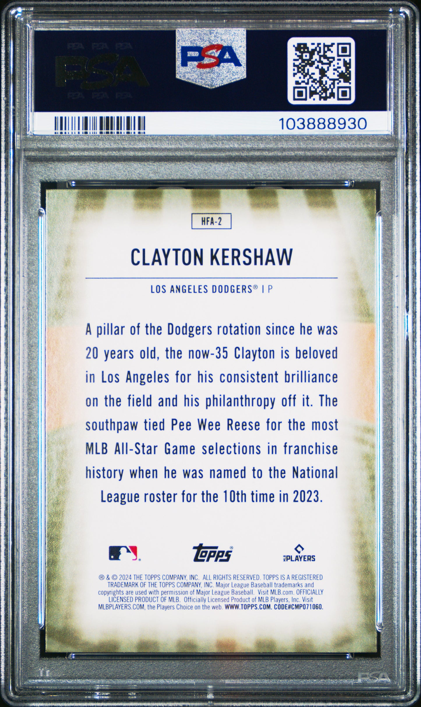 2024 Topps Home Field Advantage #HFA2 Clayton Kershaw PSA 9