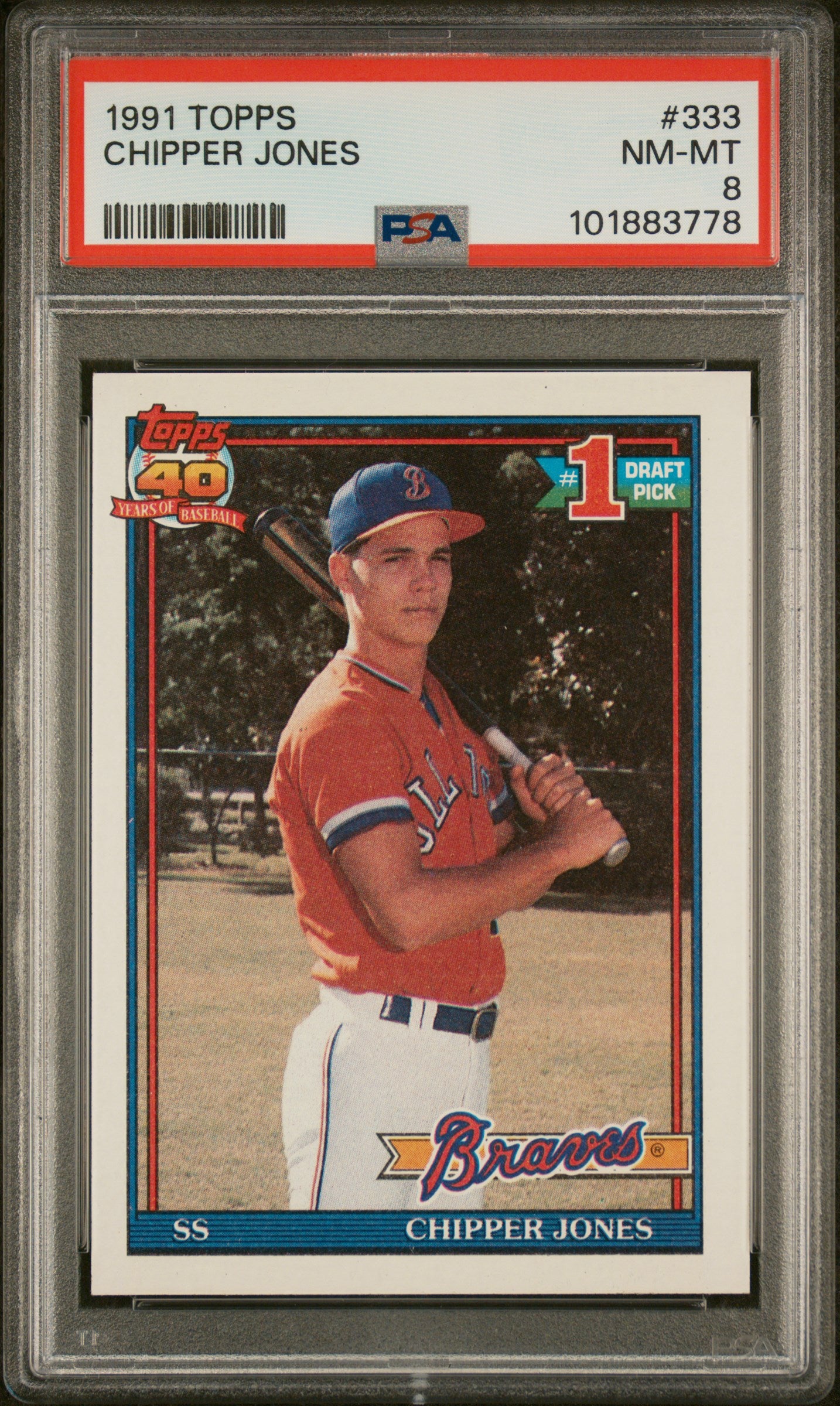 1991 Topps #333 Chipper Jones PSA 8