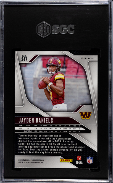 2024 Panini Prizm #347 Jayden Daniels Neon Green Pulsar Prizm SGC 10