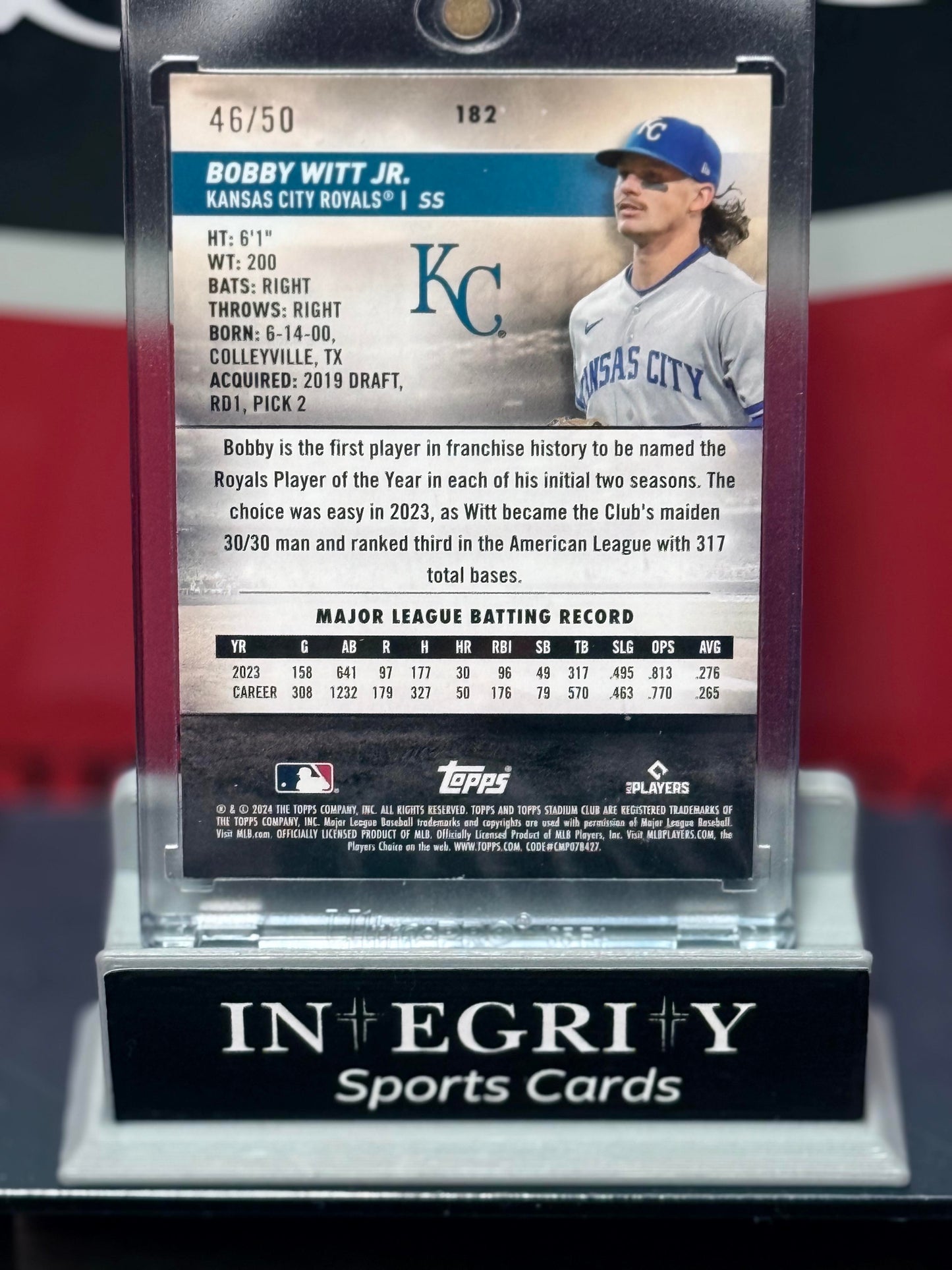 2024 Stadium Club #182 Bobby Witt Jr. Blue Foil #/50