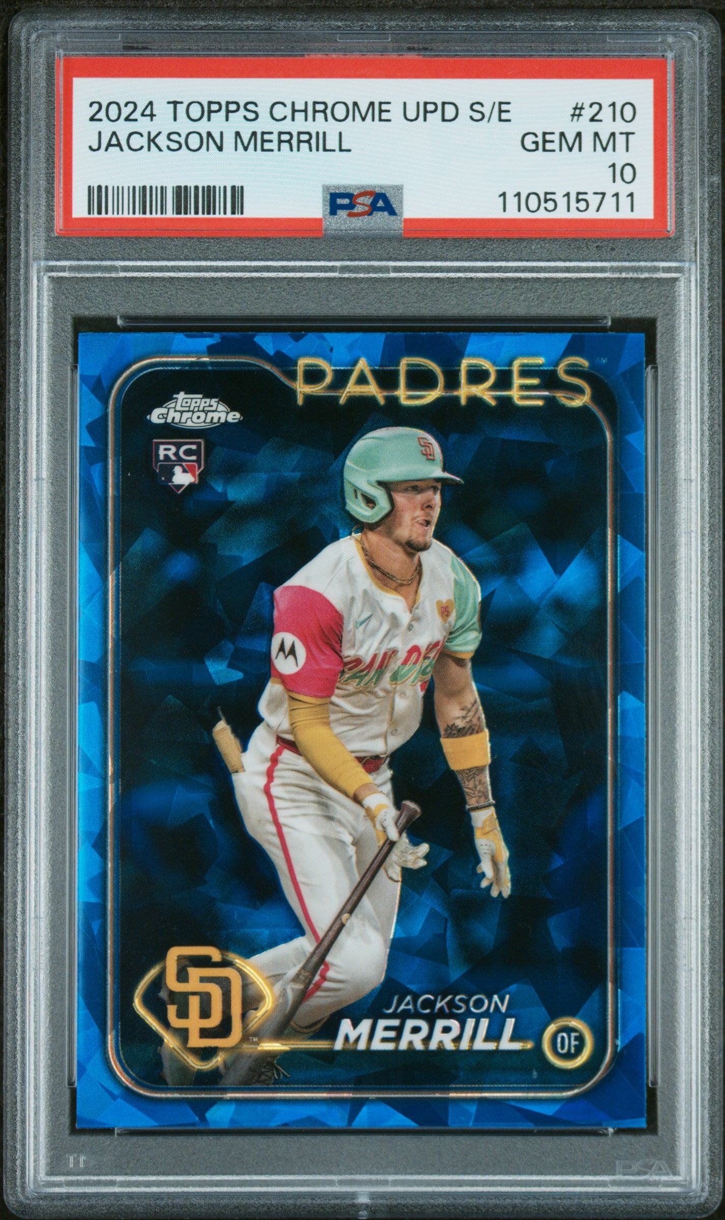2024 Topps Chrome Sapphire Update Series #210 Jackson Merrill PSA 10