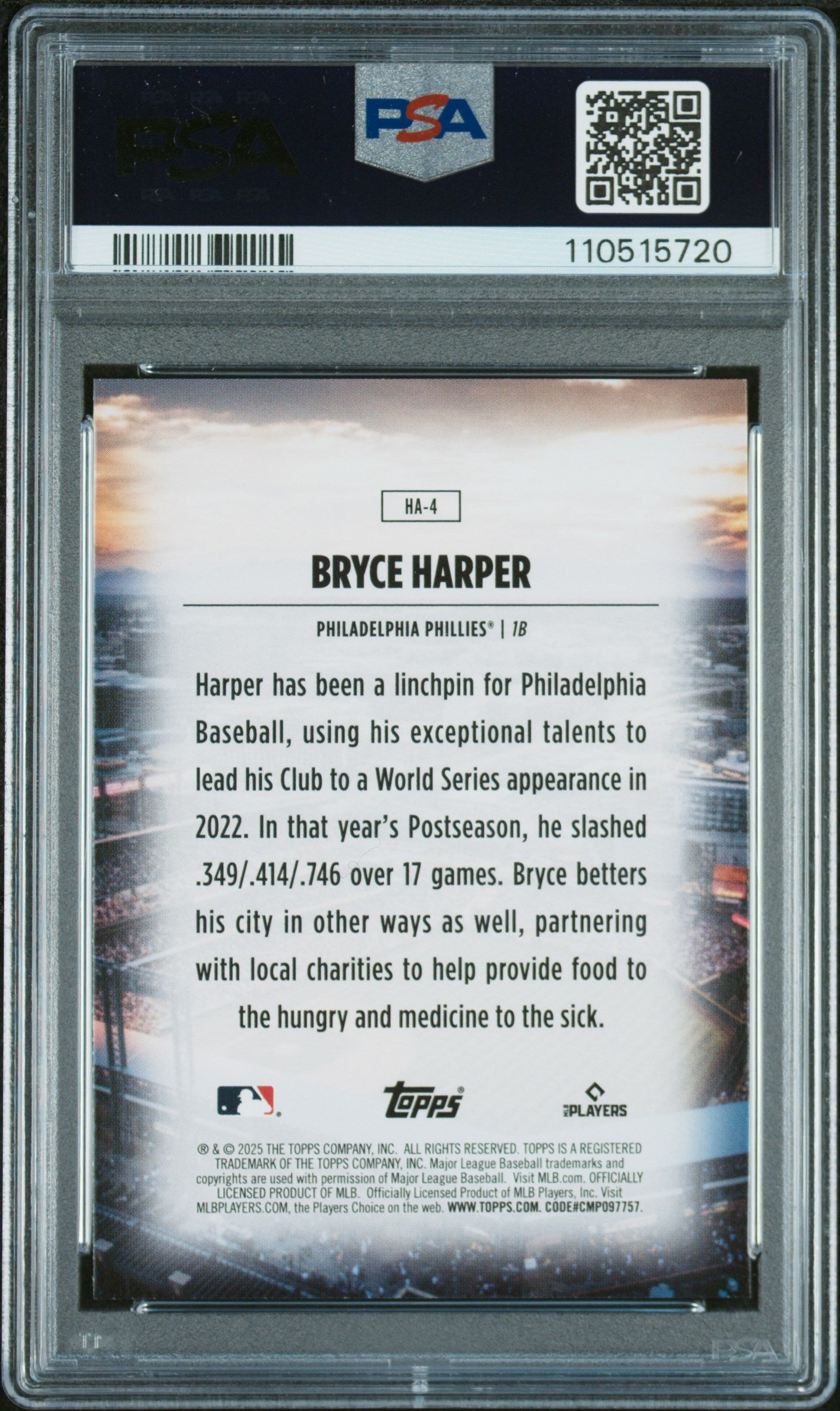 2025 Topps Home Field Advantage #HA4 Bryce Harper PSA 10