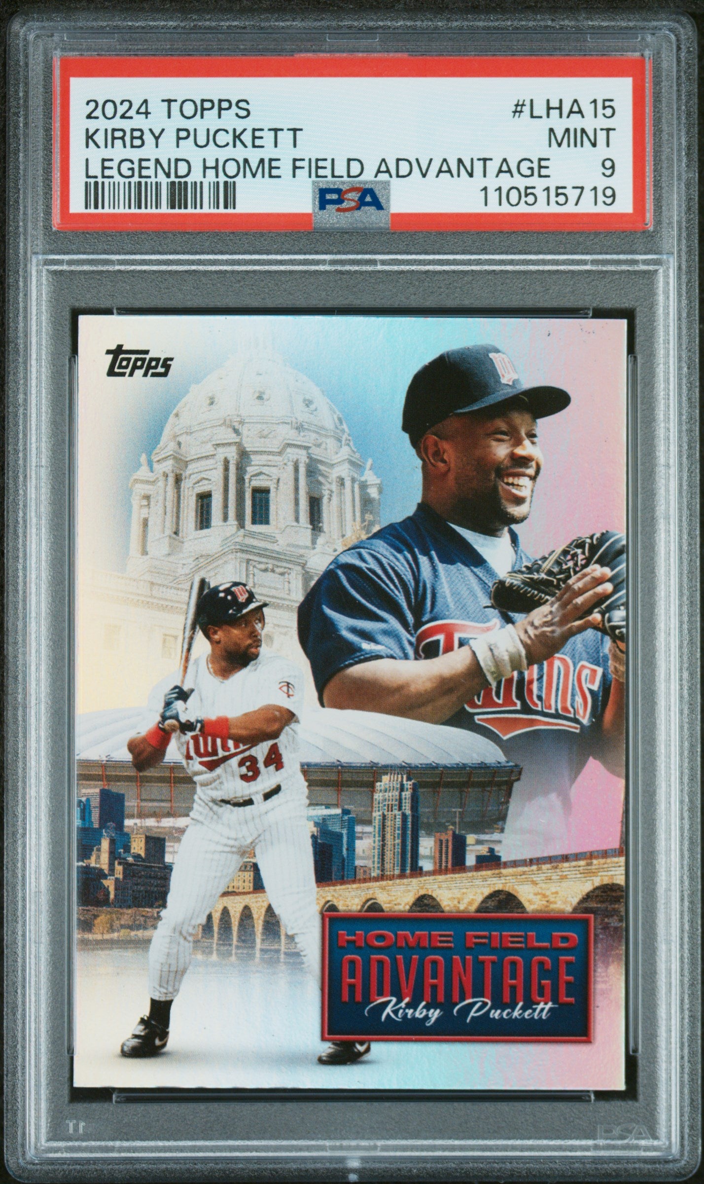 2024 Topps Legendary Home Field Advantage #LHA15 Kirby Puckett PSA 9
