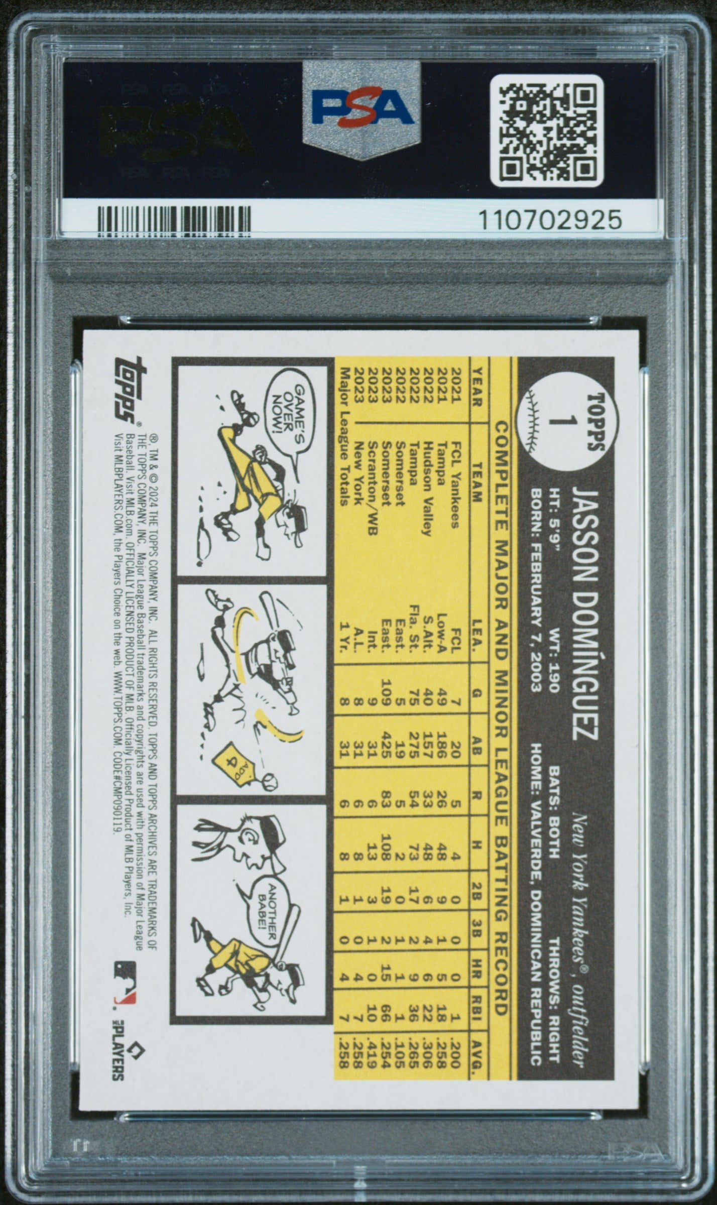 2024 Topps Archives #1 Jasson Dominguez PSA 9