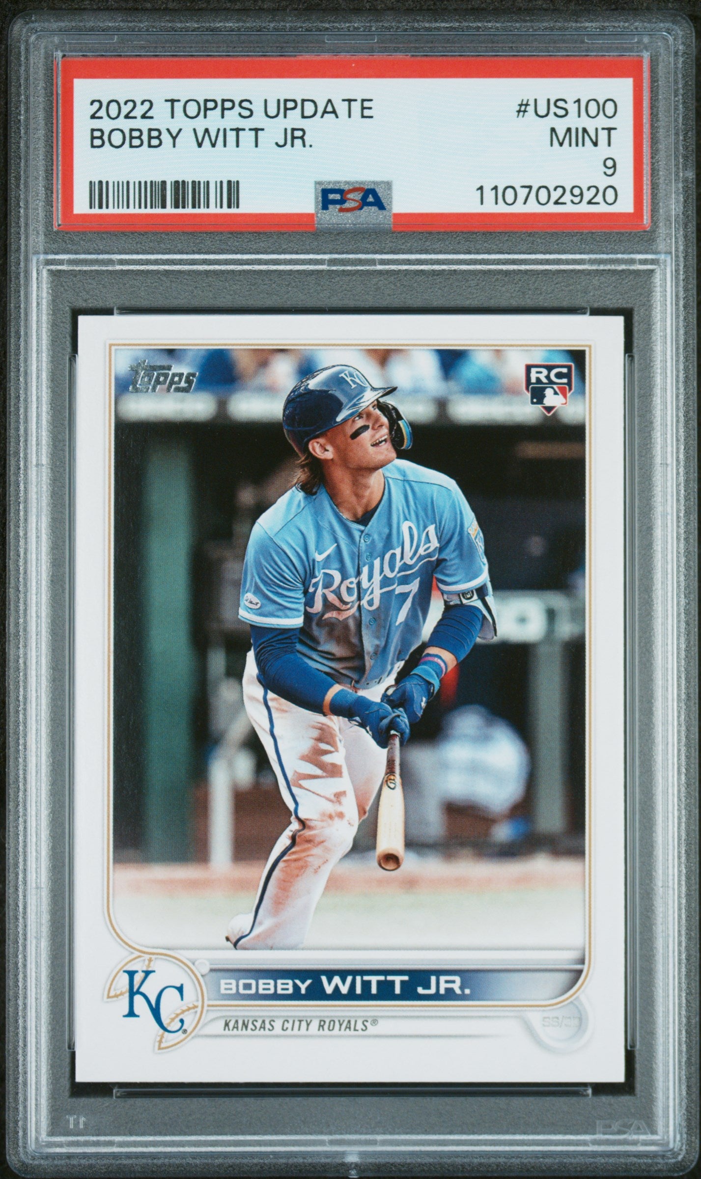 2022 Topps Update #US100 Bobby Witt Jr. PSA 9