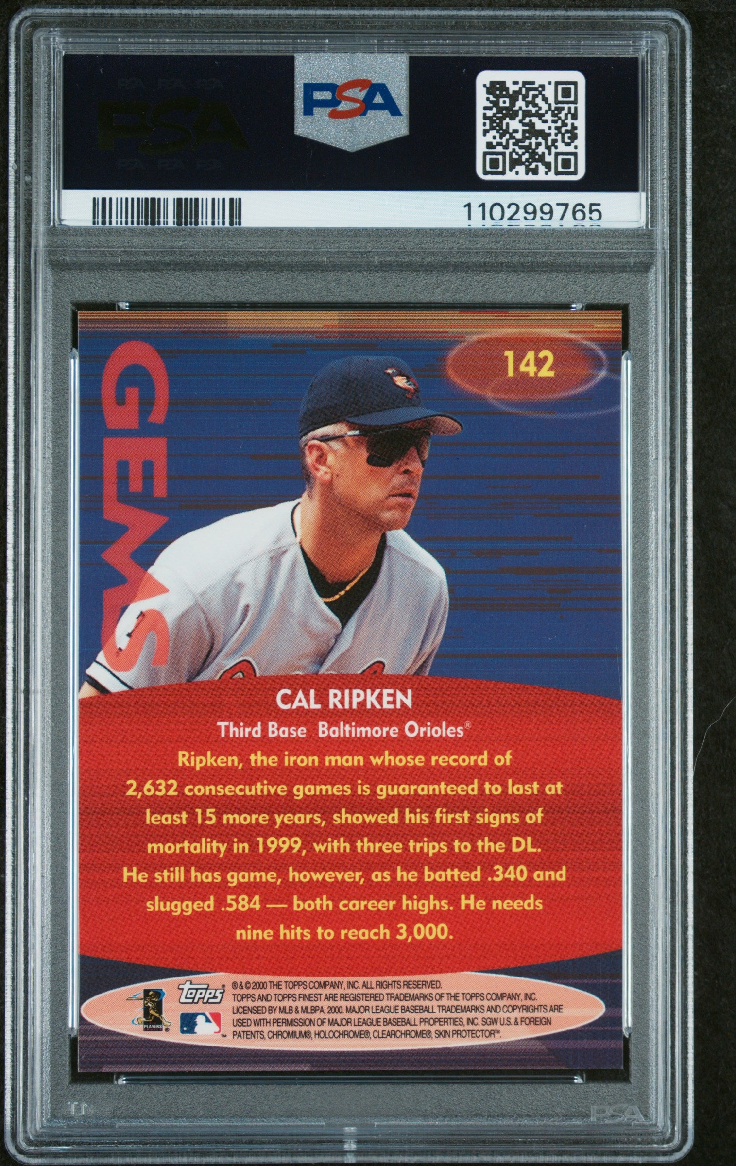 2000 Finest #142 Cal Ripken Jr. PSA 10