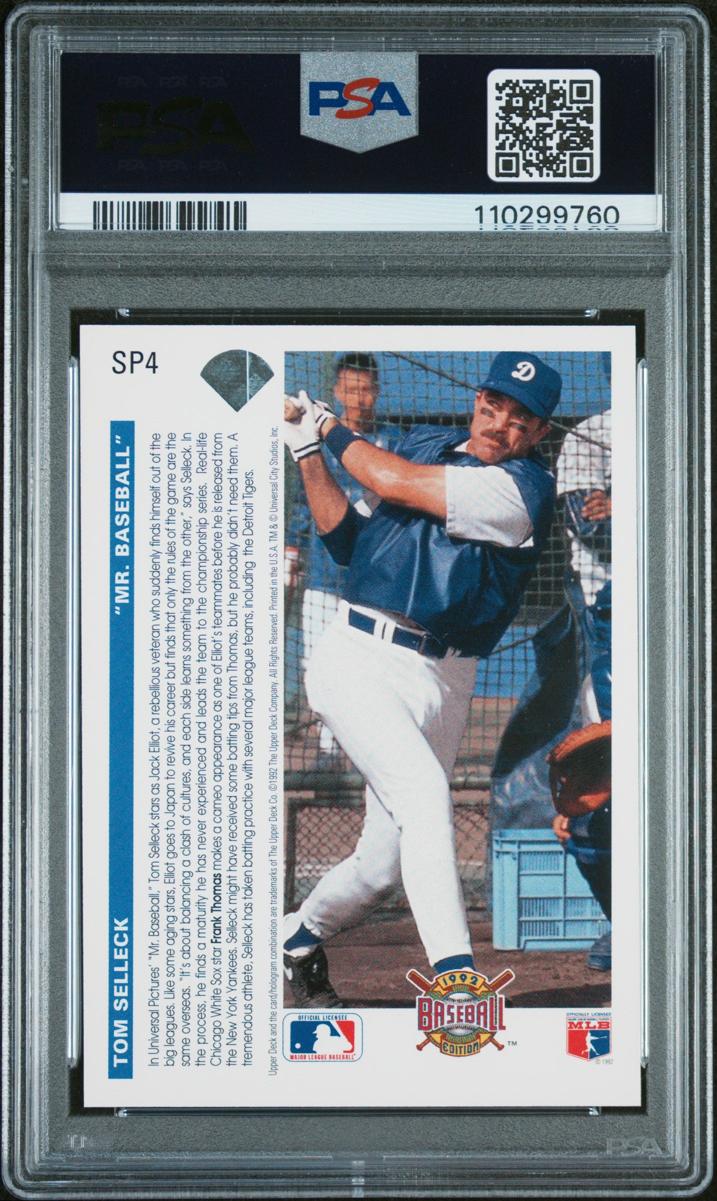 1992 Upper Deck #SP4 Mr. Baseball Tom Selleck/Frank Thomas PSA 10
