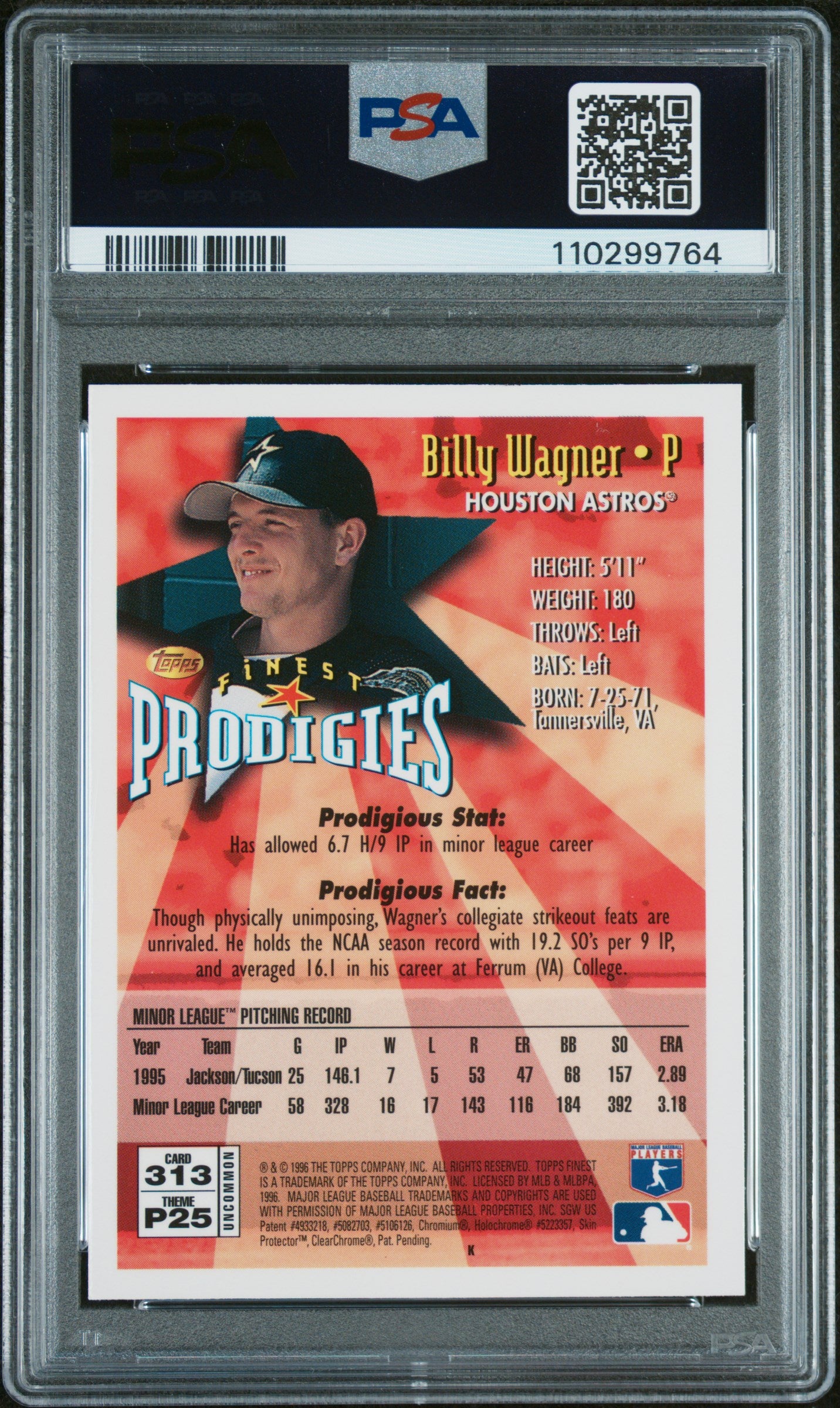 1996 Finest #313 Billy Wagner PSA 9