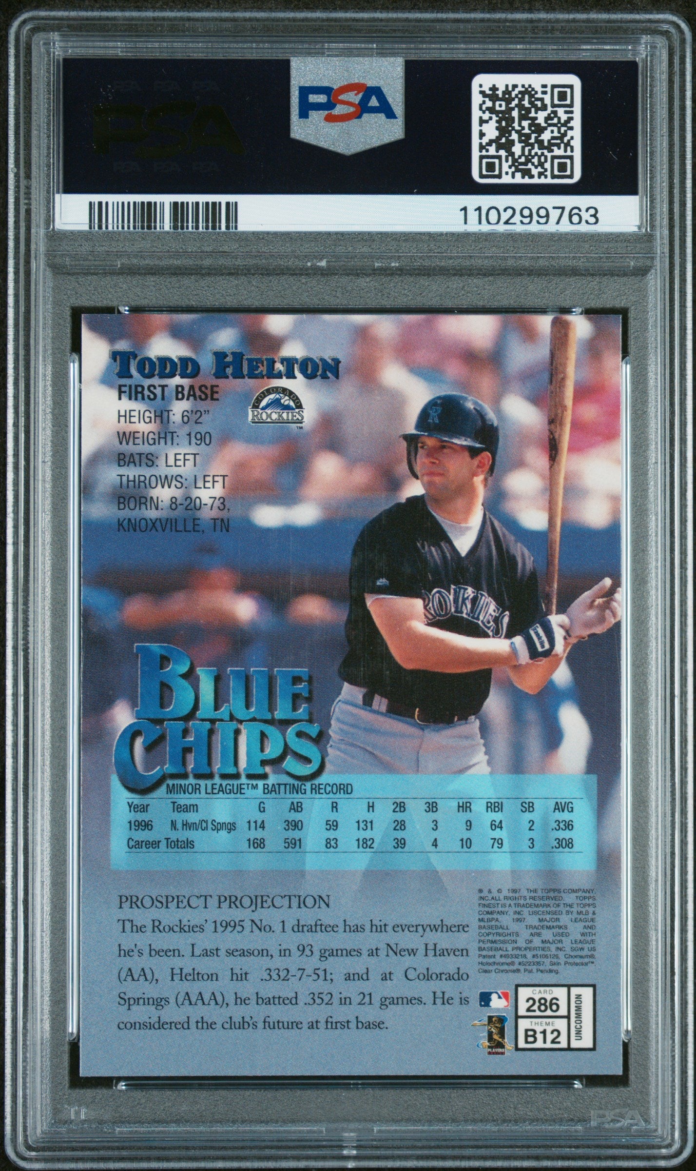 1997 Finest #286 Todd Helton PSA 9