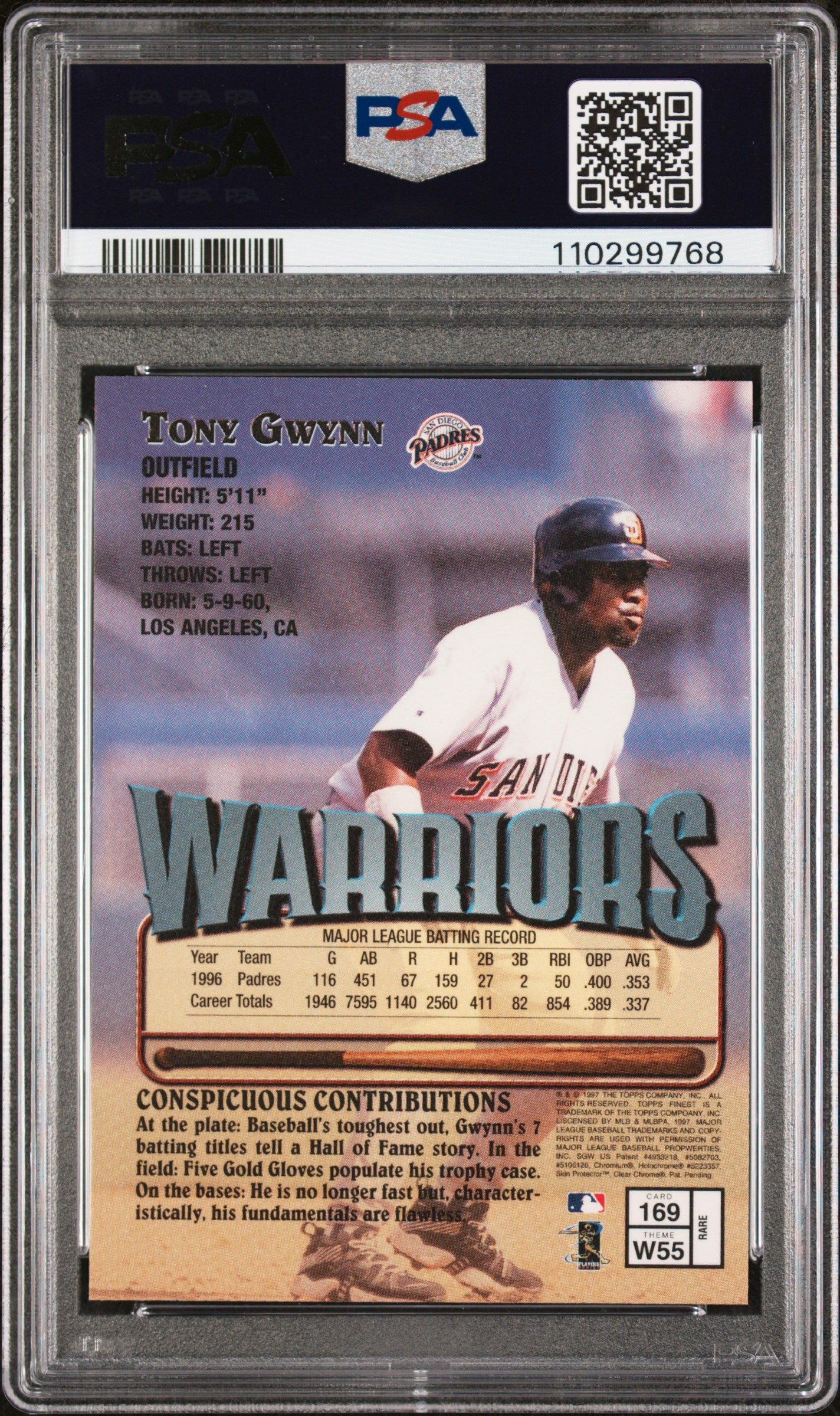 1997 Finest #169 Tony Gwynn PSA 9