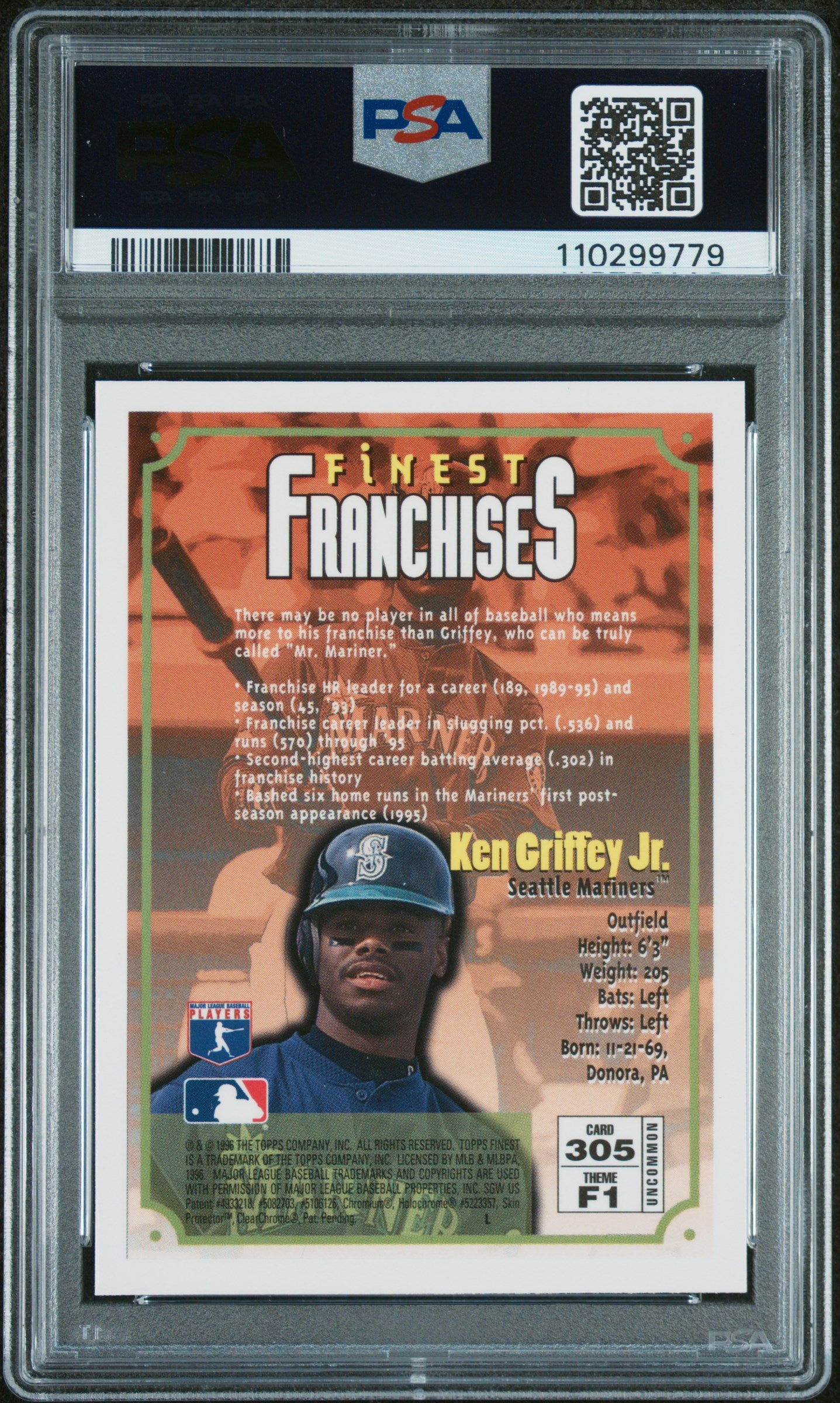 1996 Finest #305 Ken Griffey Jr. PSA 8