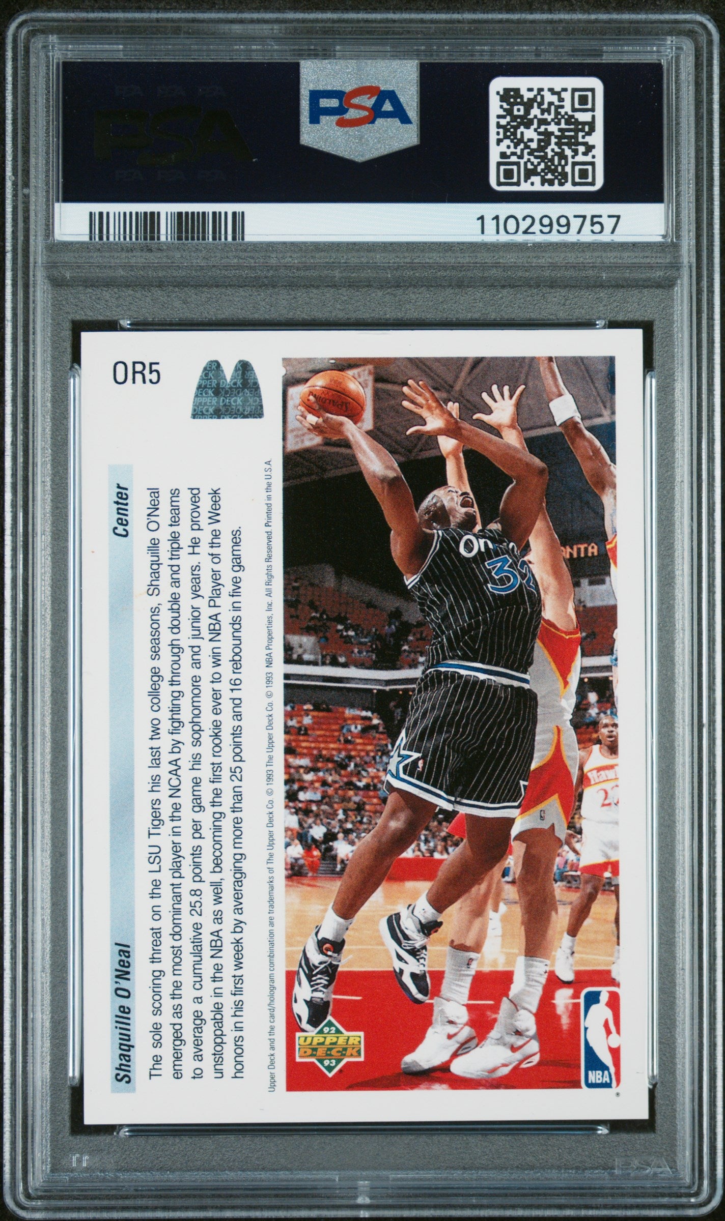 1992 Upper Deck Mcdonald'S #OR5 Shaquille O'Neal Orlando PSA 6