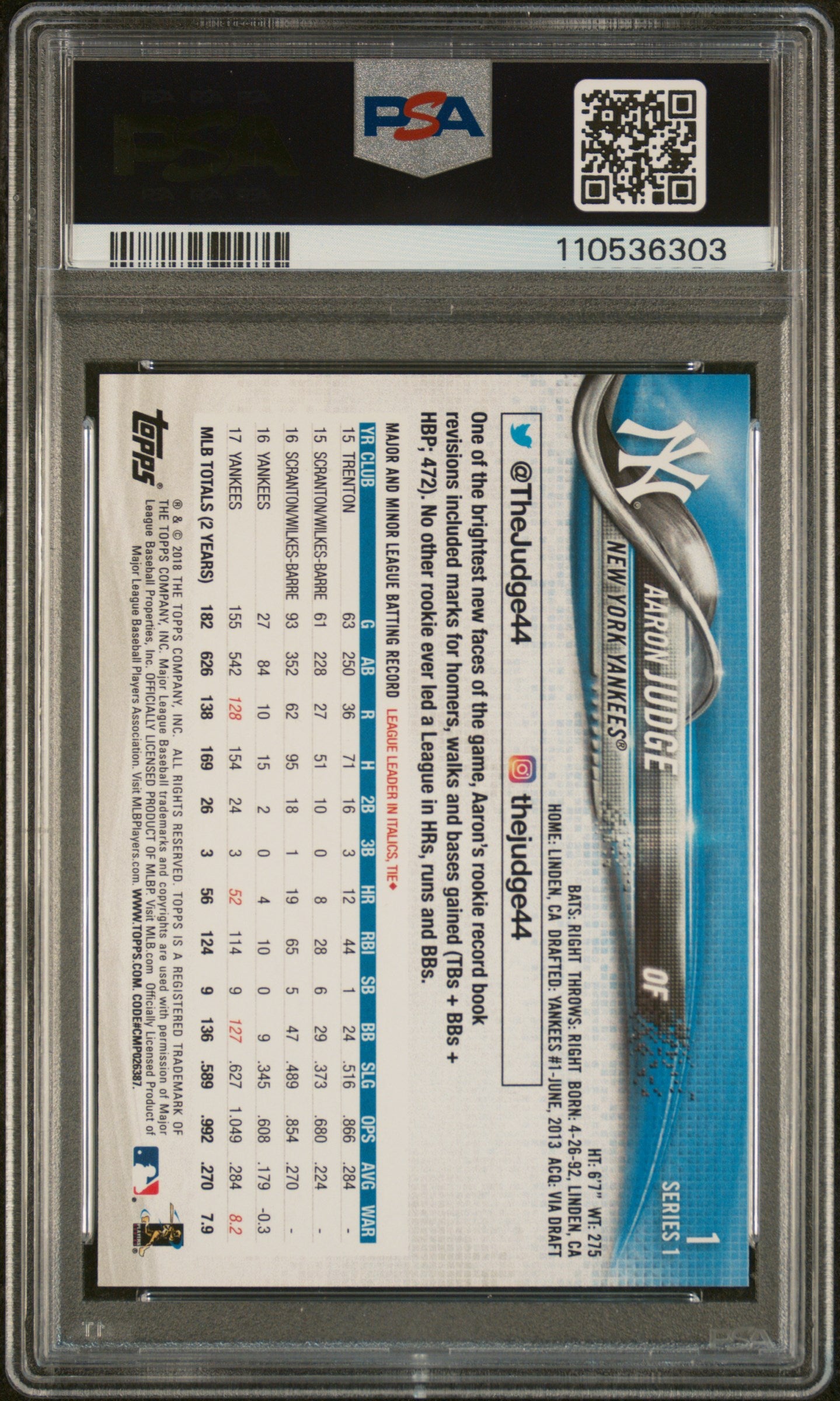 2018 Topps #1 Aaron Judge PSA 10