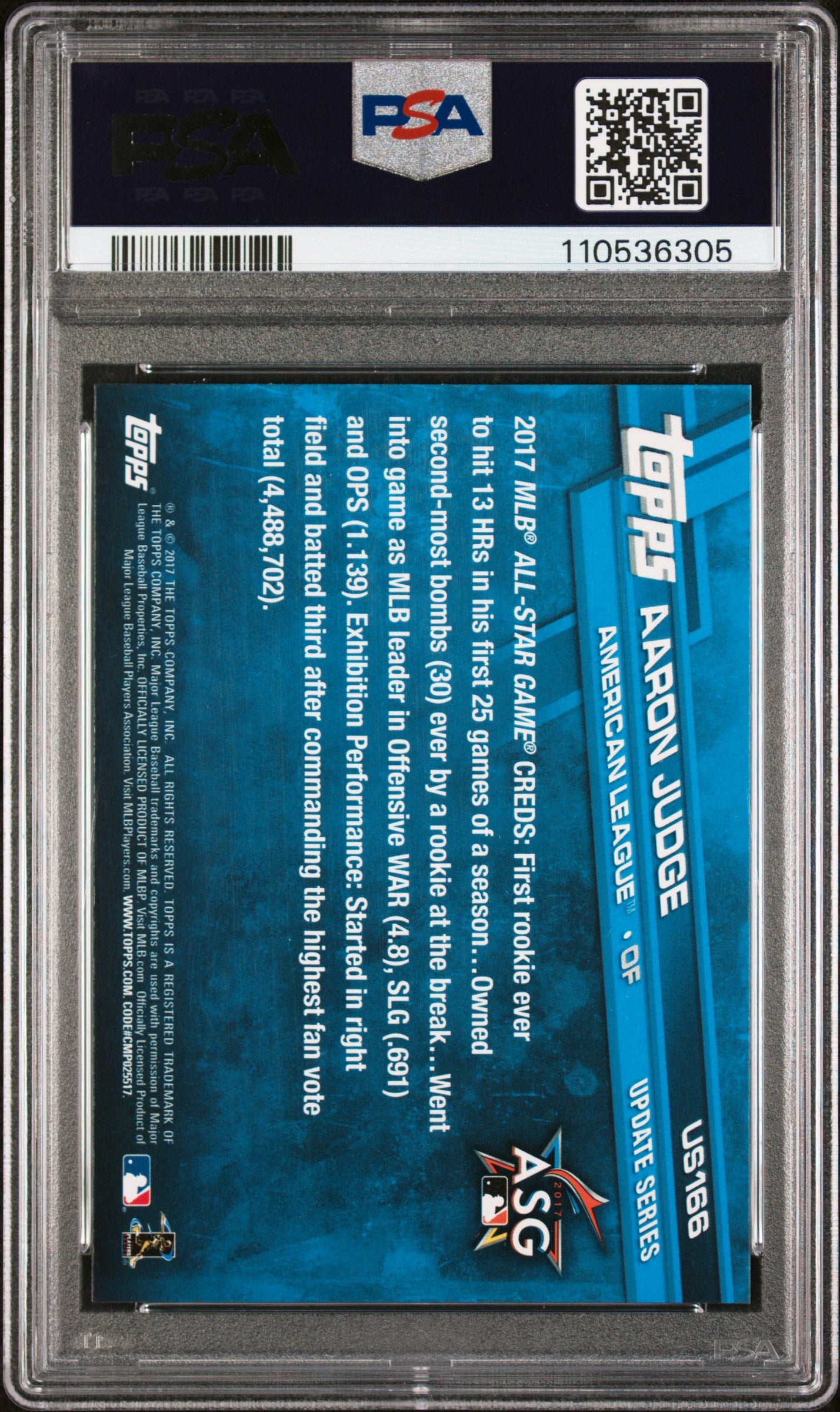 2017 Topps Update #US166 Aaron Judge Throwing PSA 10