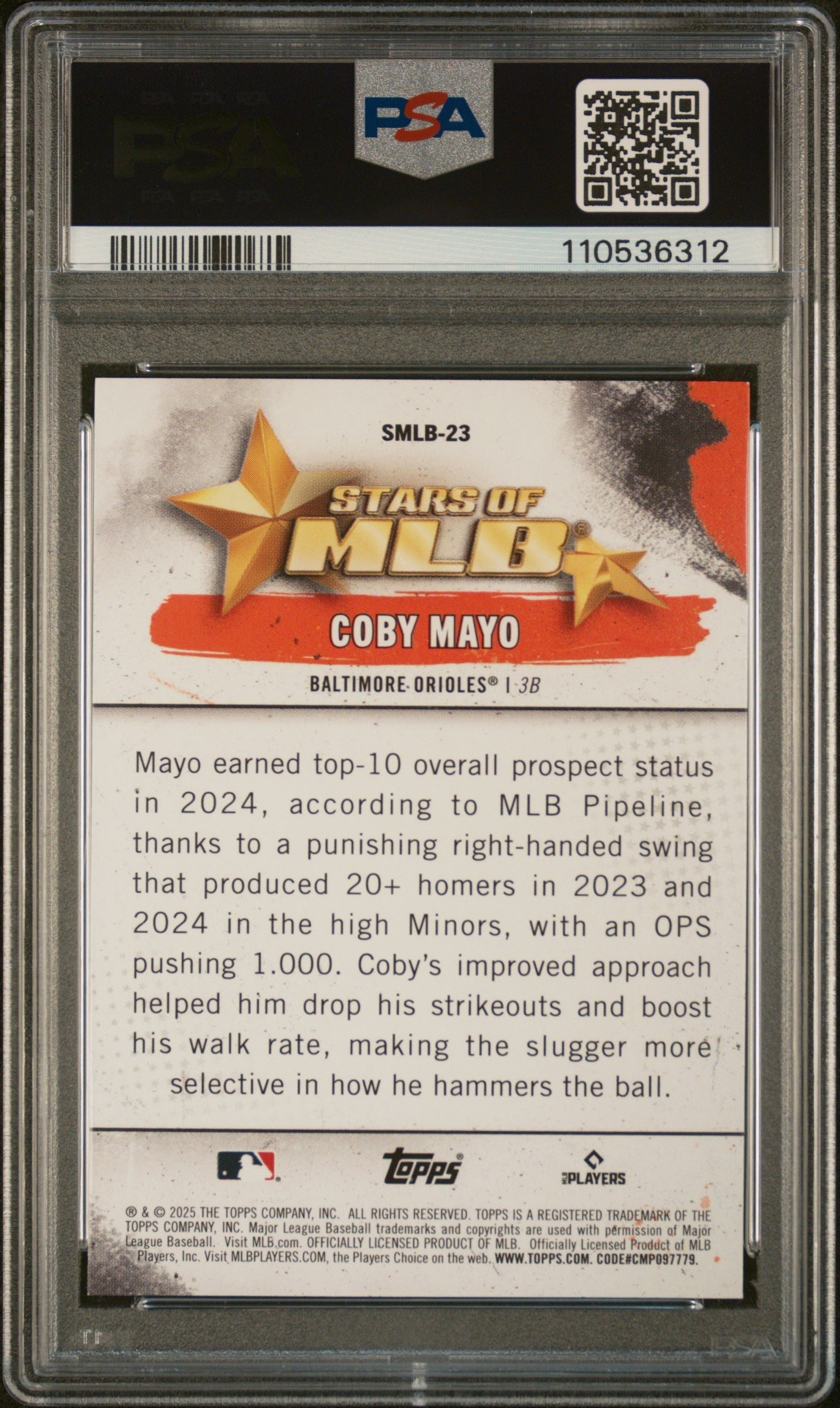 2025 Topps Stars Of Mlb #SMLB23 Coby Mayo PSA 9