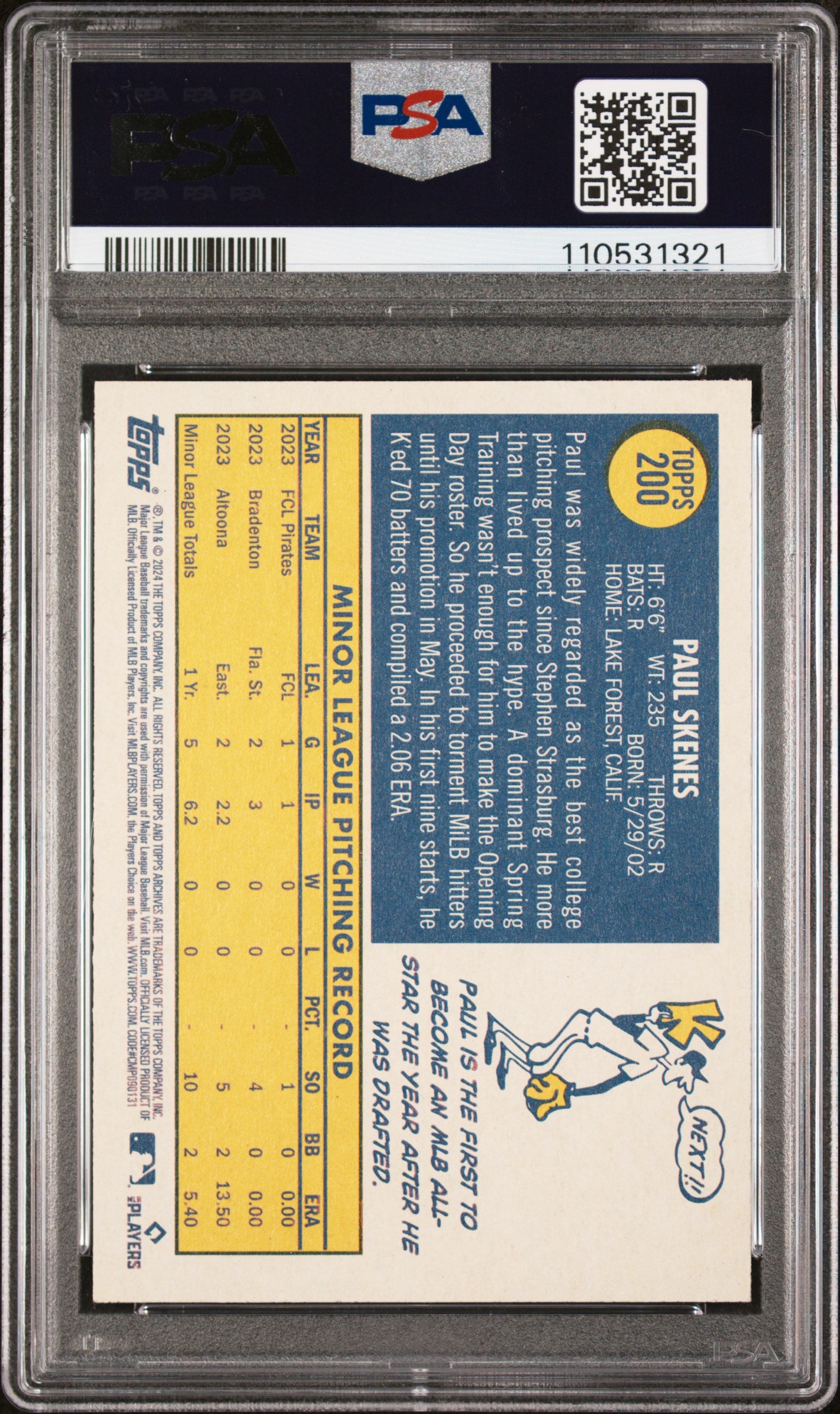2024 Topps Archives #200 Paul Skenes PSA 9