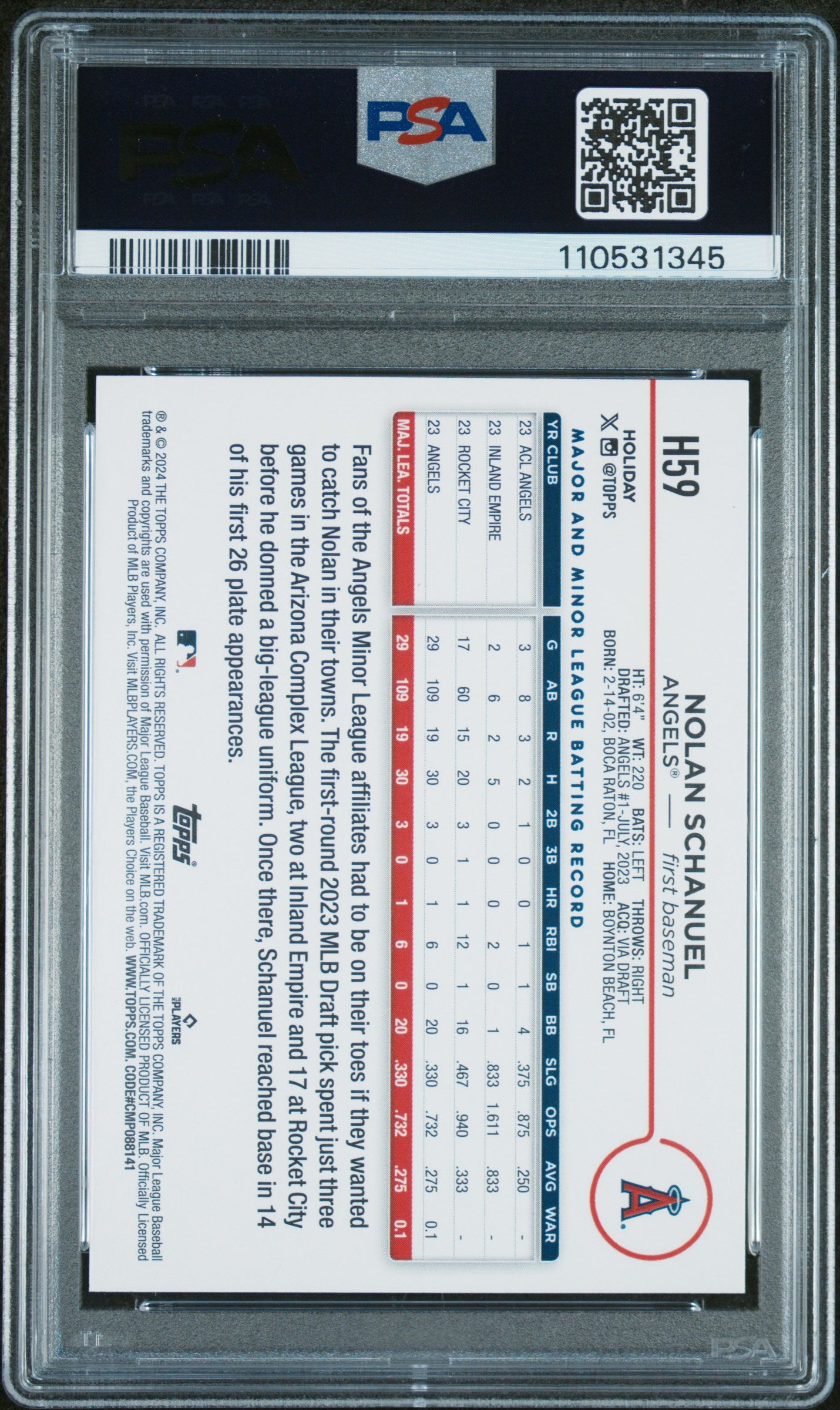 2024 Topps Holiday #H59 Nolan Schanuel Holiday Tree PSA 10
