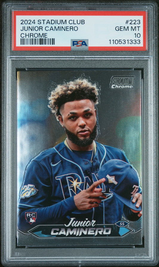 2024 Topps Stadium Club #223 Junior Caminero Chrome PSA 10