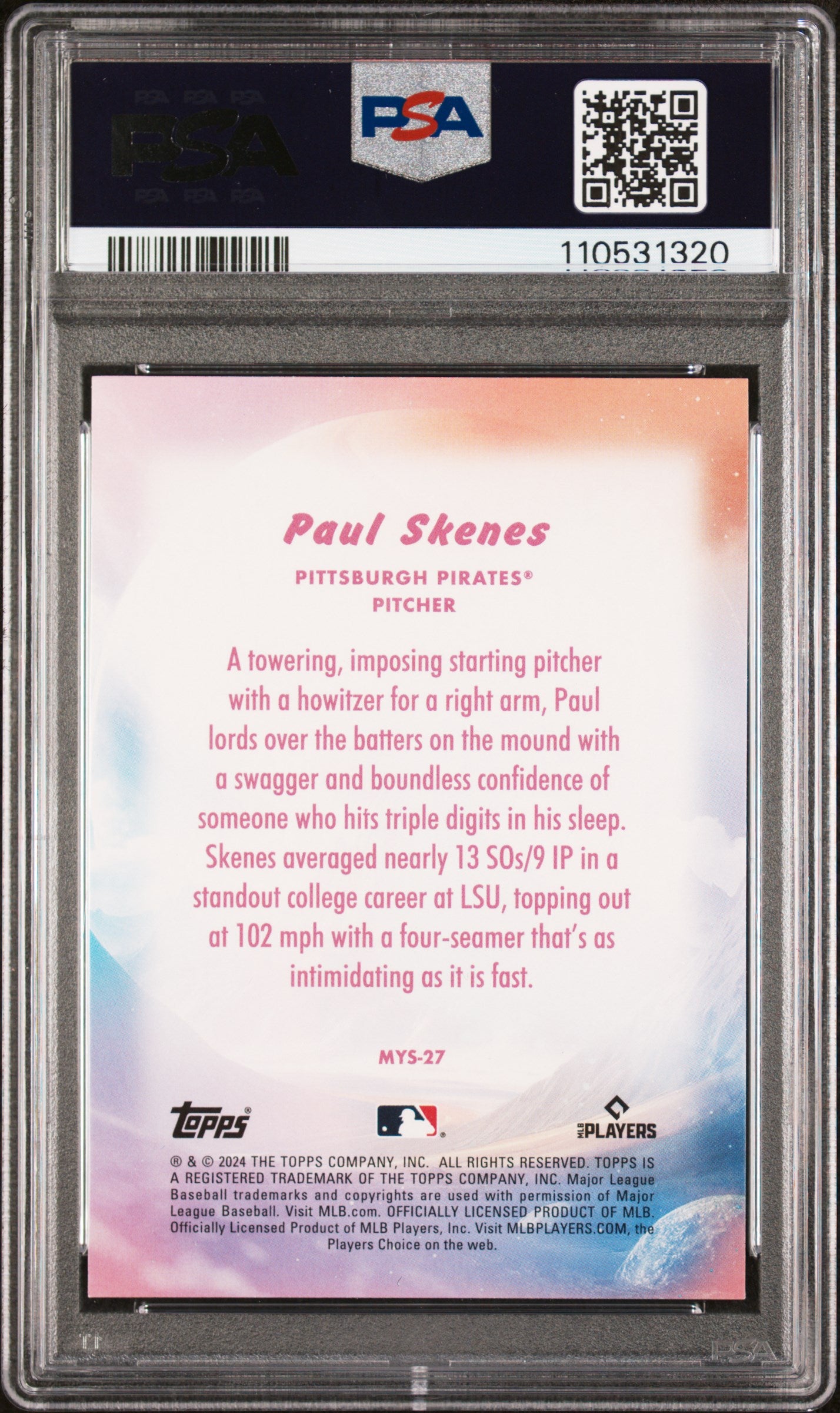 2024 Topps Update Mystical #MYS27 Paul Skenes PSA 10