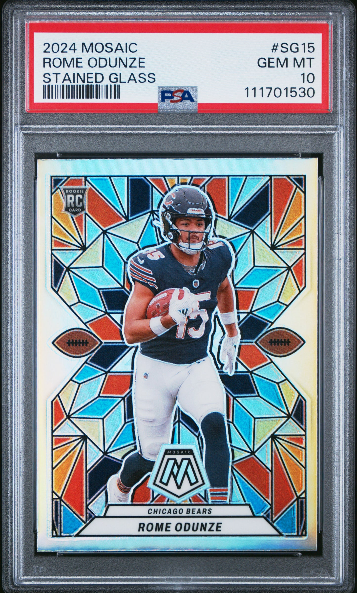 2024 Panini Mosaic Stained Glass #SG15 Rome Odunze PSA 10