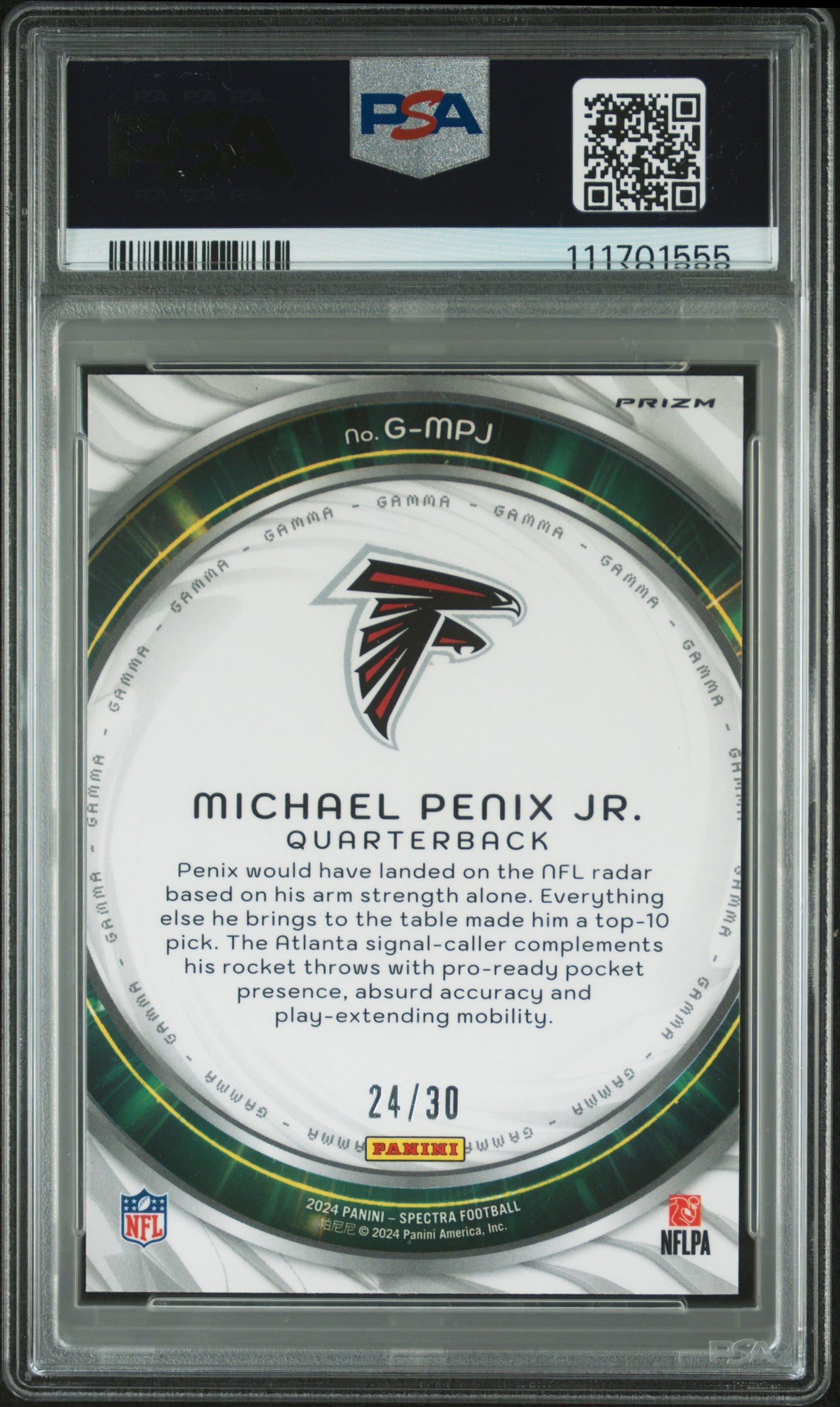 2024 Panini Spectra Gamma #GMPJ Michael Penix Jr. Gamma-Meta PSA 10