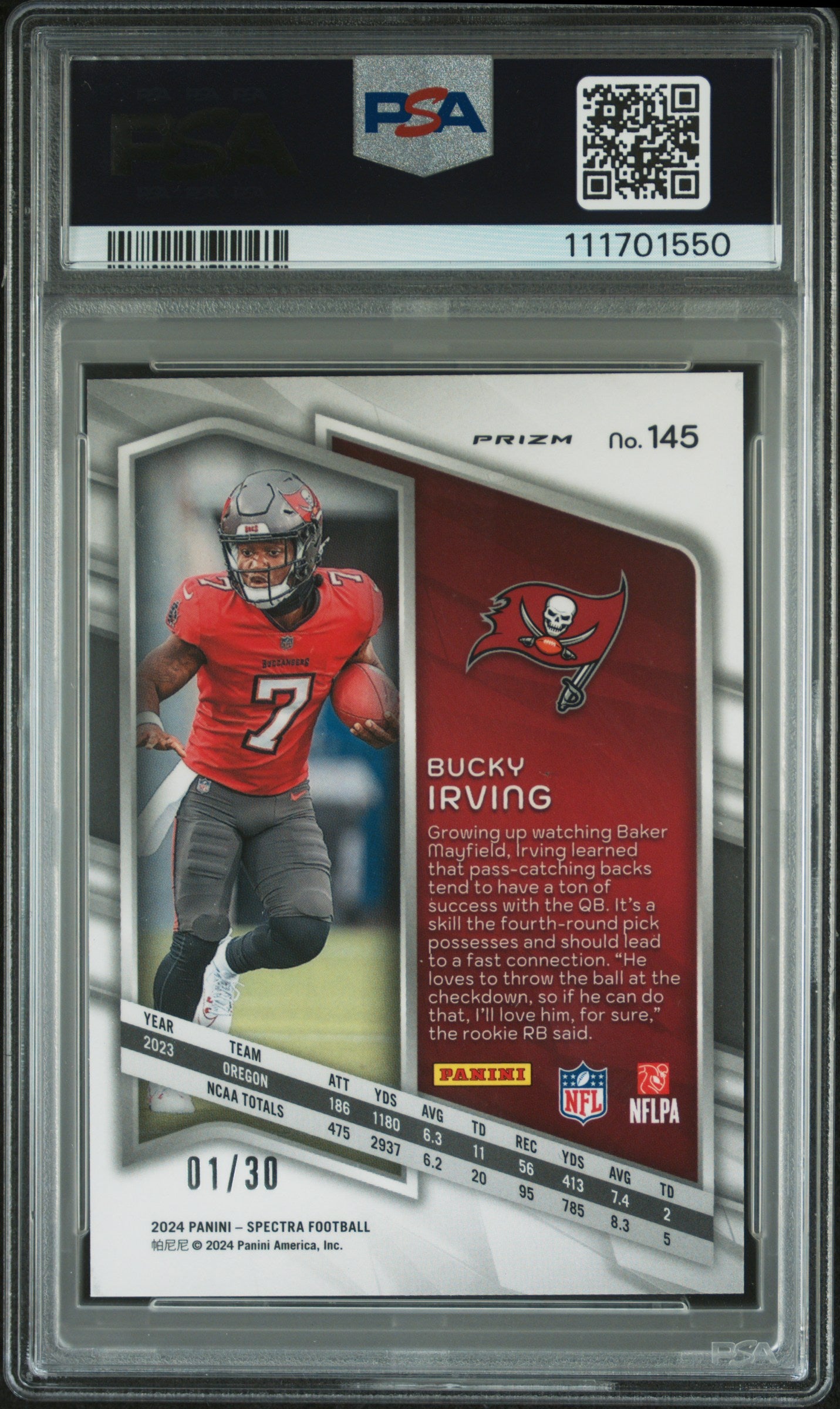 2024 Panini Spectra #145 Bucky Irving Spectris PSA 10