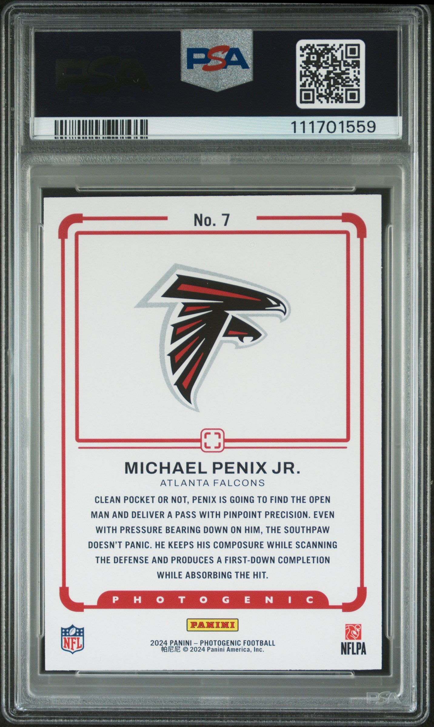 2024 Panini Photogenic Draft Snapshots #7 Michael Penix Jr. PSA 8