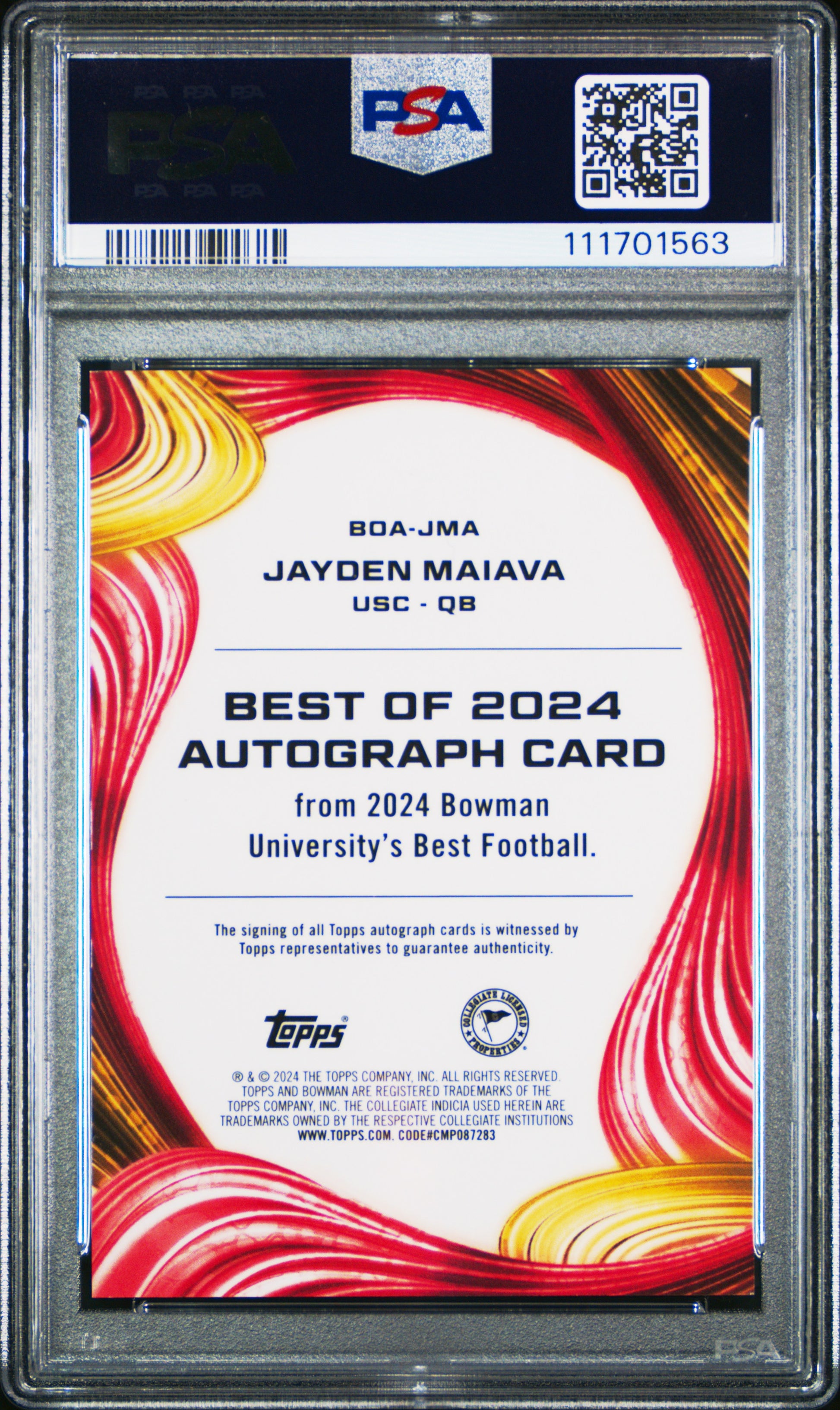 2024 Bowman Best University Best Of 2024 Autographs #JMA Jayden Maiava PSA 9
