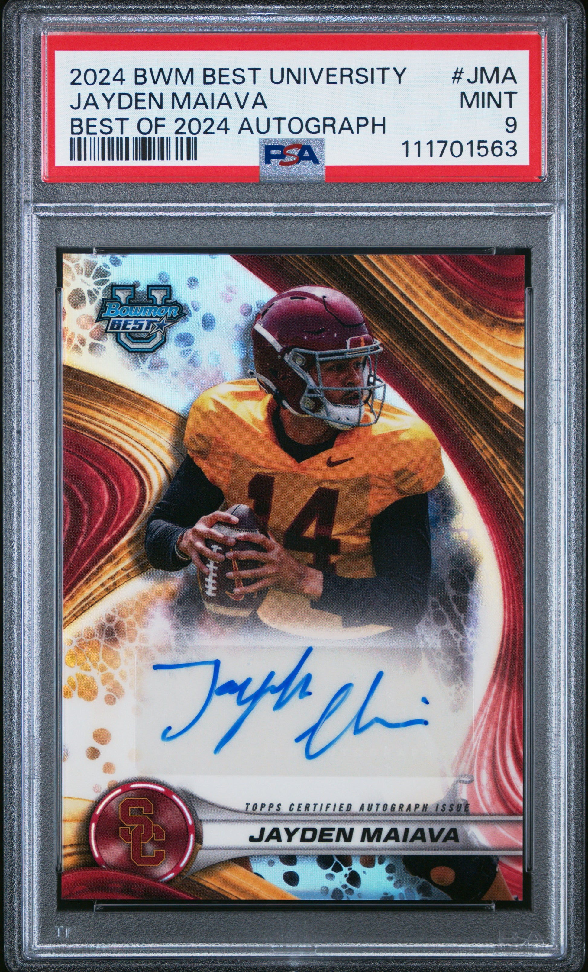 2024 Bowman Best University Best Of 2024 Autographs #JMA Jayden Maiava PSA 9