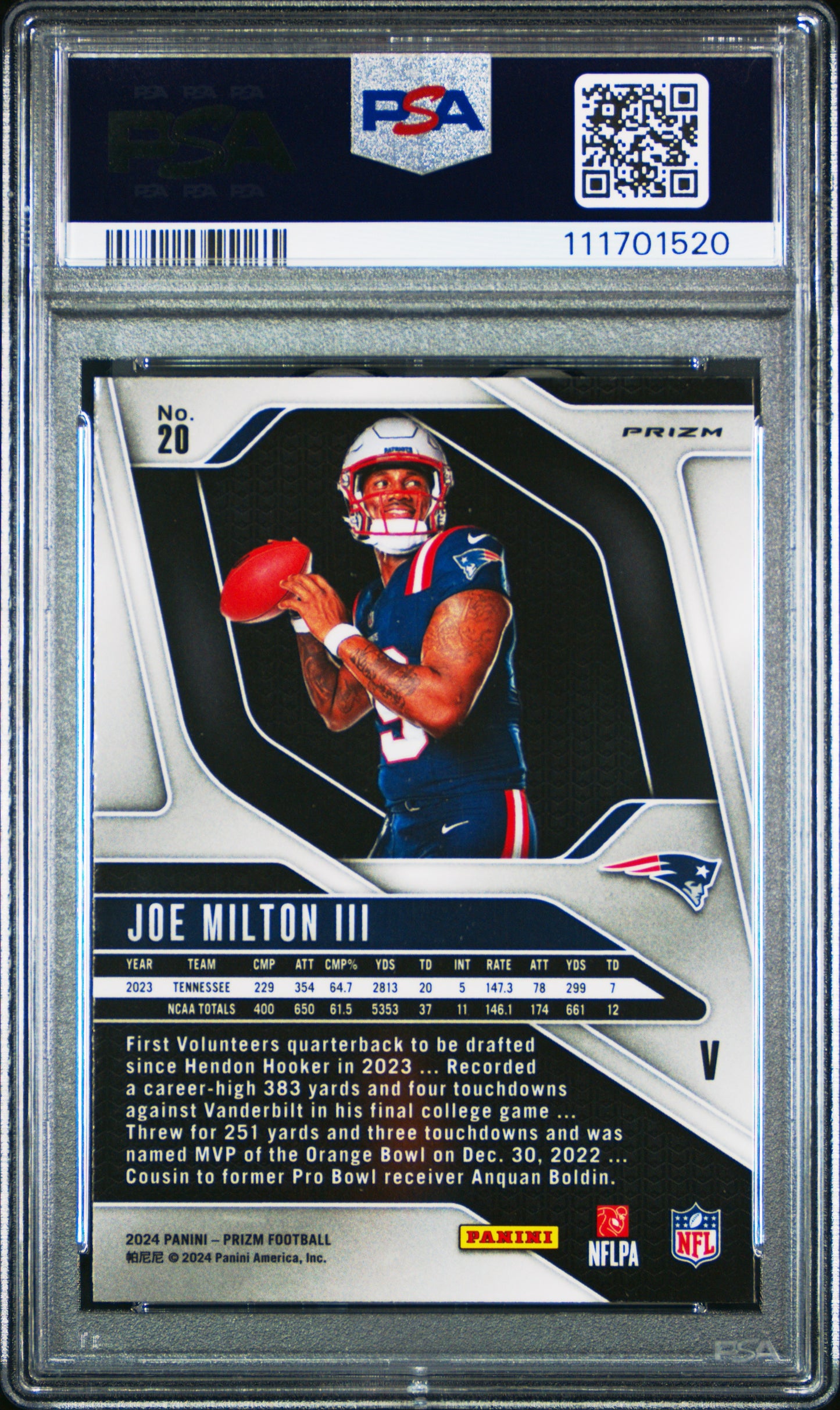 2024 Panini Prizm Rookie Variation #20 Joe Milton Iii PSA 9