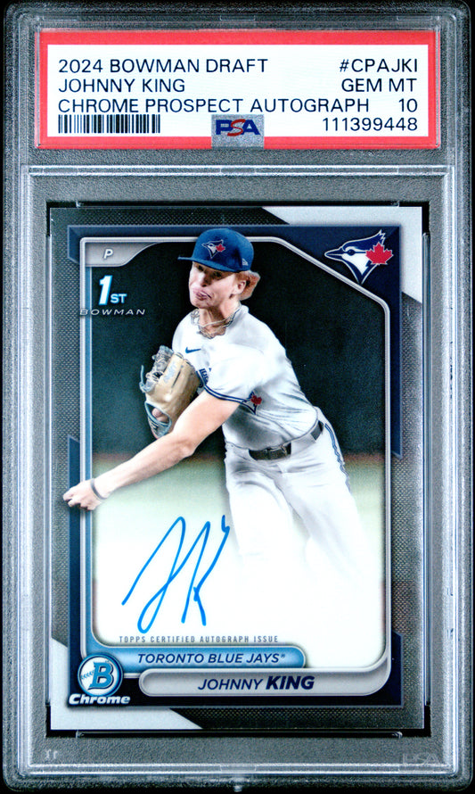 2024 Bowman Draft Chrome Prospect Autographs #CPAJKI Johnny King PSA 10