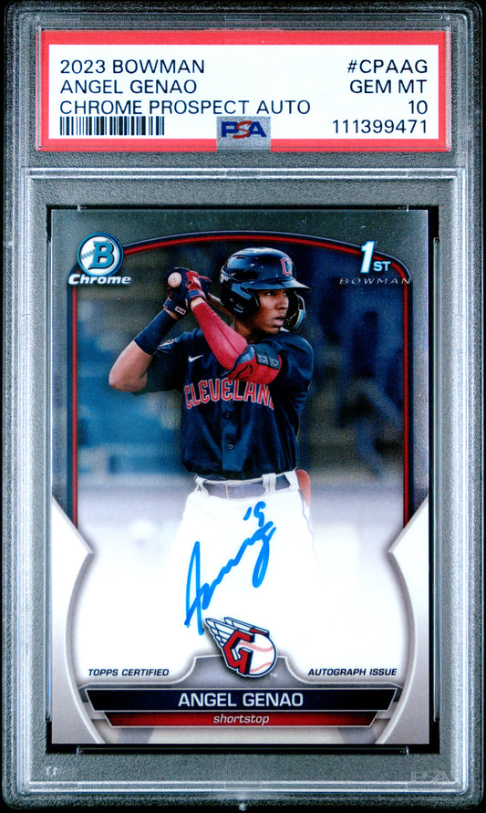 2023 Bowman Chrome Prospect Autographs #CPAAG Angel Genao PSA 10