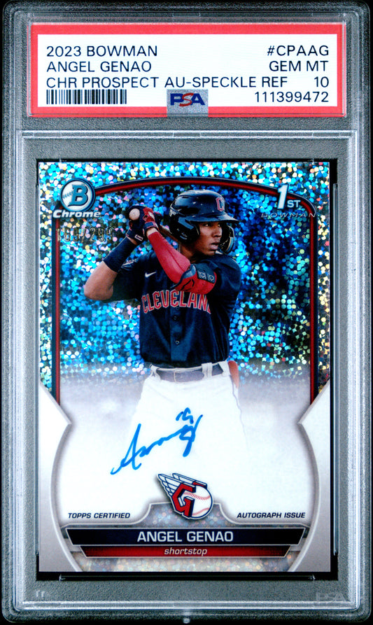 2023 Bowman Chrome Prospect Autographs #CPAAG Angel Genao Speckle Ref PSA 10