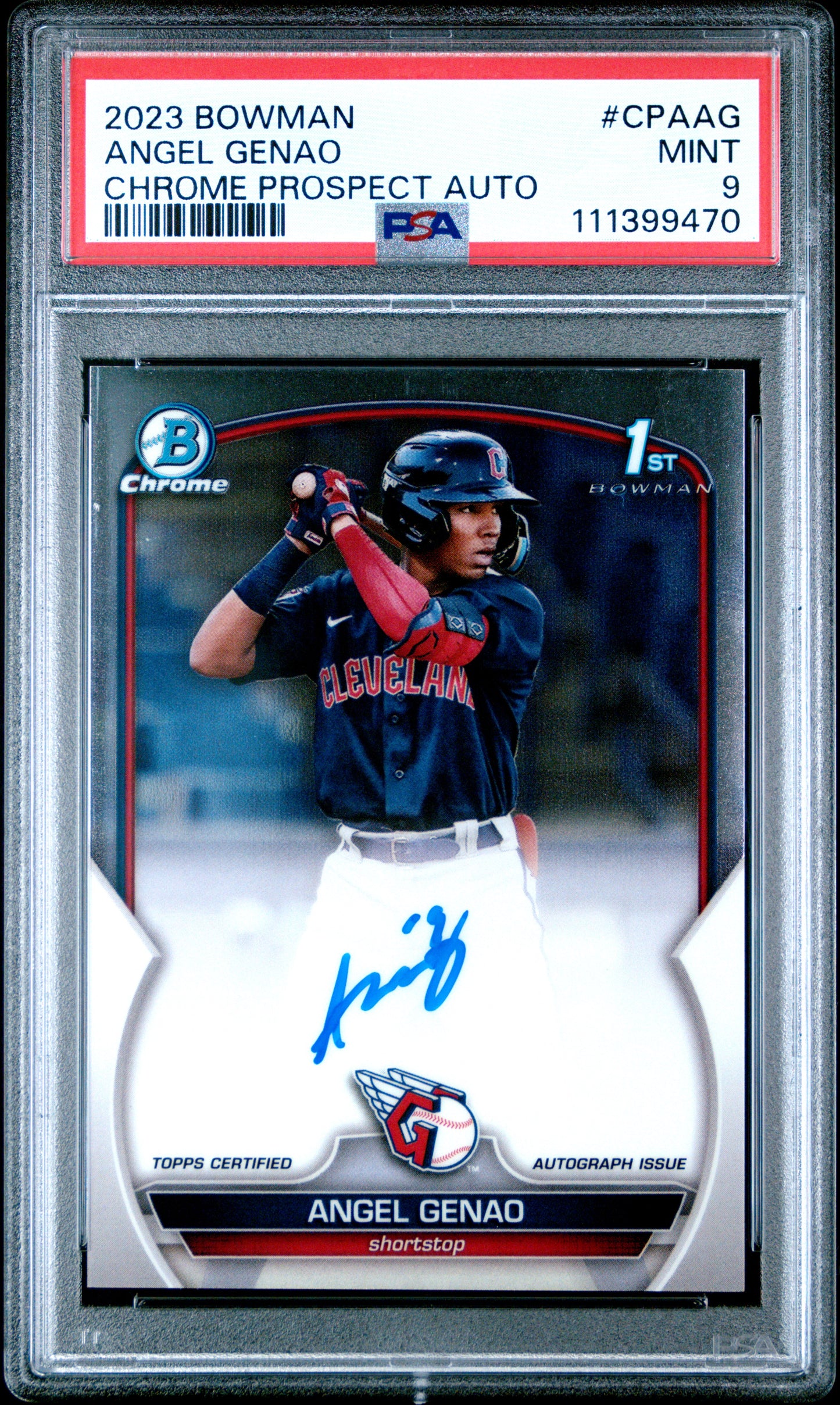 2023 Bowman Chrome Prospect Autographs #CPAAG Angel Genao PSA 9