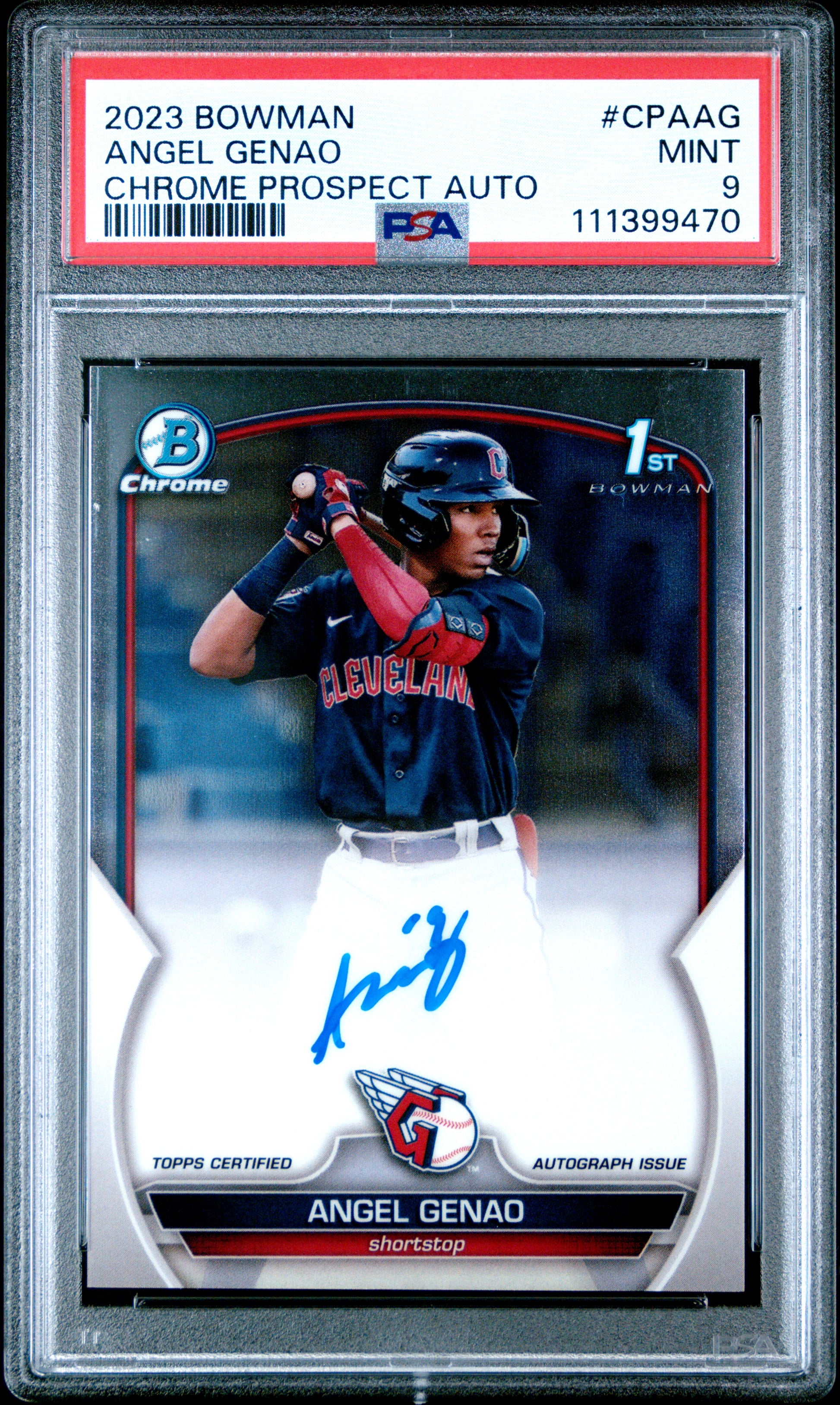 2023 Bowman Chrome Prospect Autographs #CPAAG Angel Genao PSA 9
